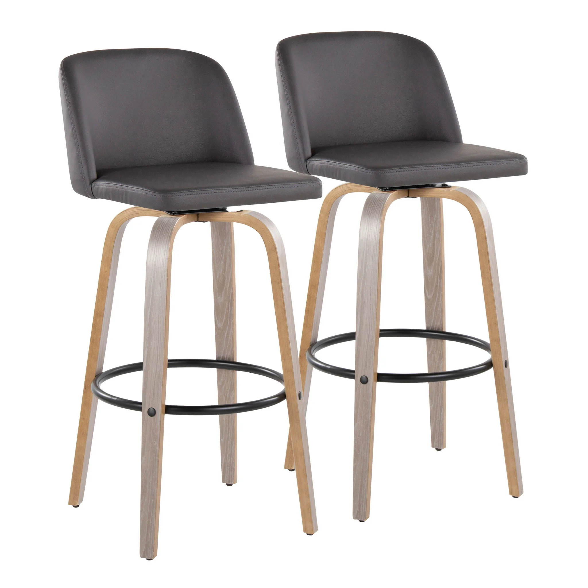 Toriano - Mid-Century Modern Fixed Height BarStool With Round Footrest (Set of 2) - Image 5