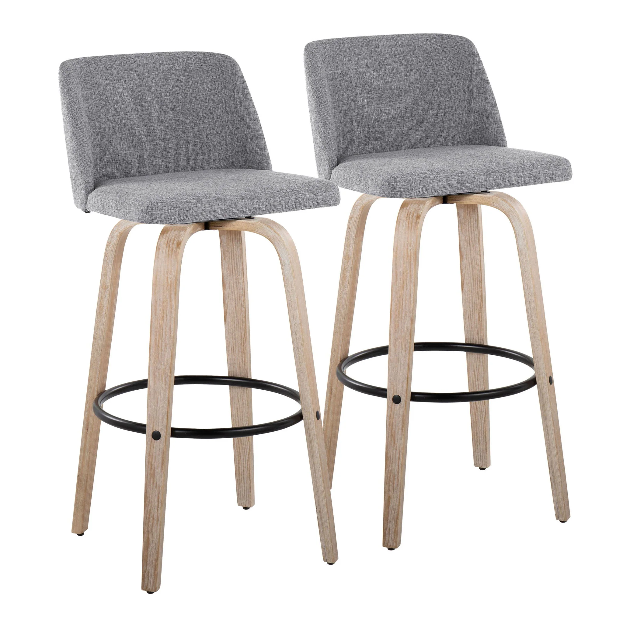 Toriano - Mid-Century Modern Fixed Height BarStool With Round Footrest (Set of 2) - Image 6