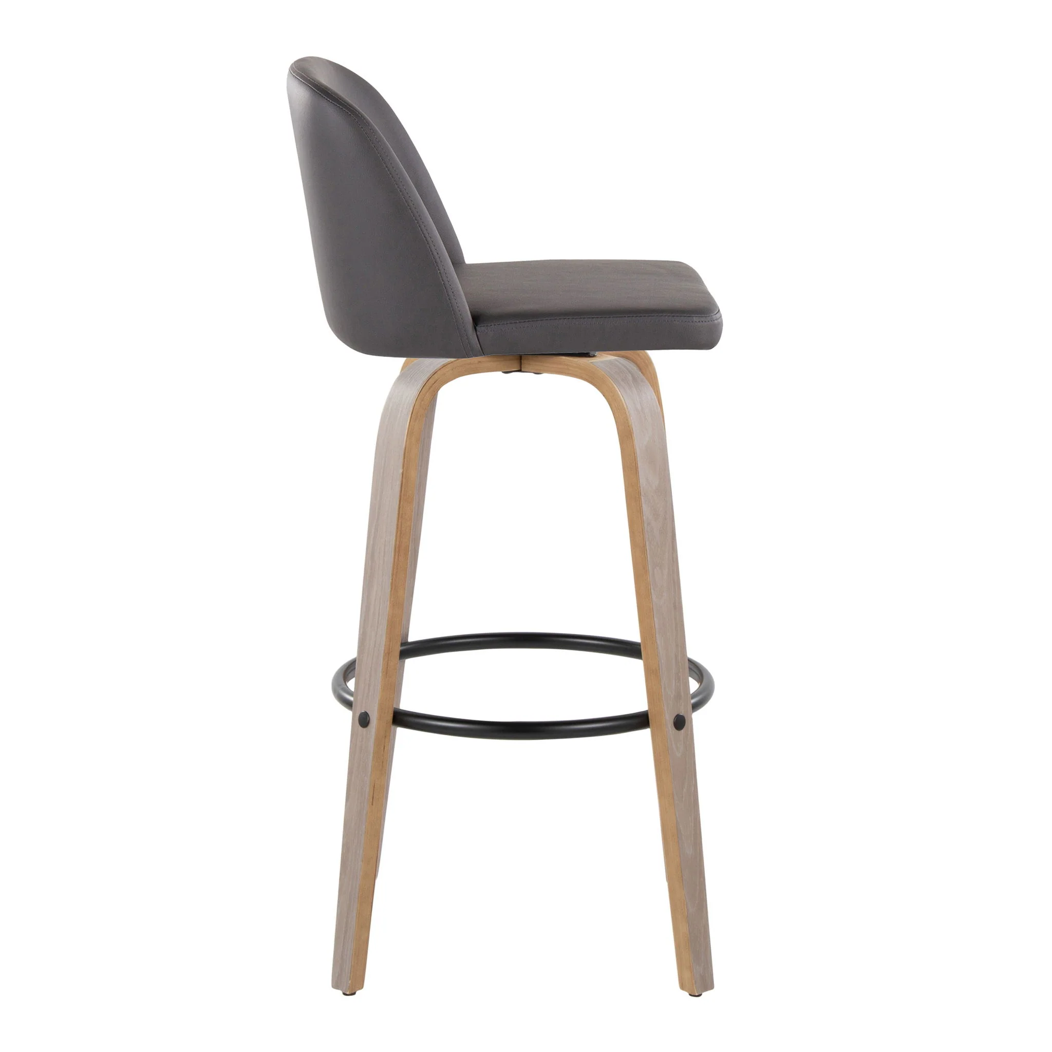 Toriano - Mid-Century Modern Fixed Height BarStool With Round Footrest (Set of 2) - Image 8