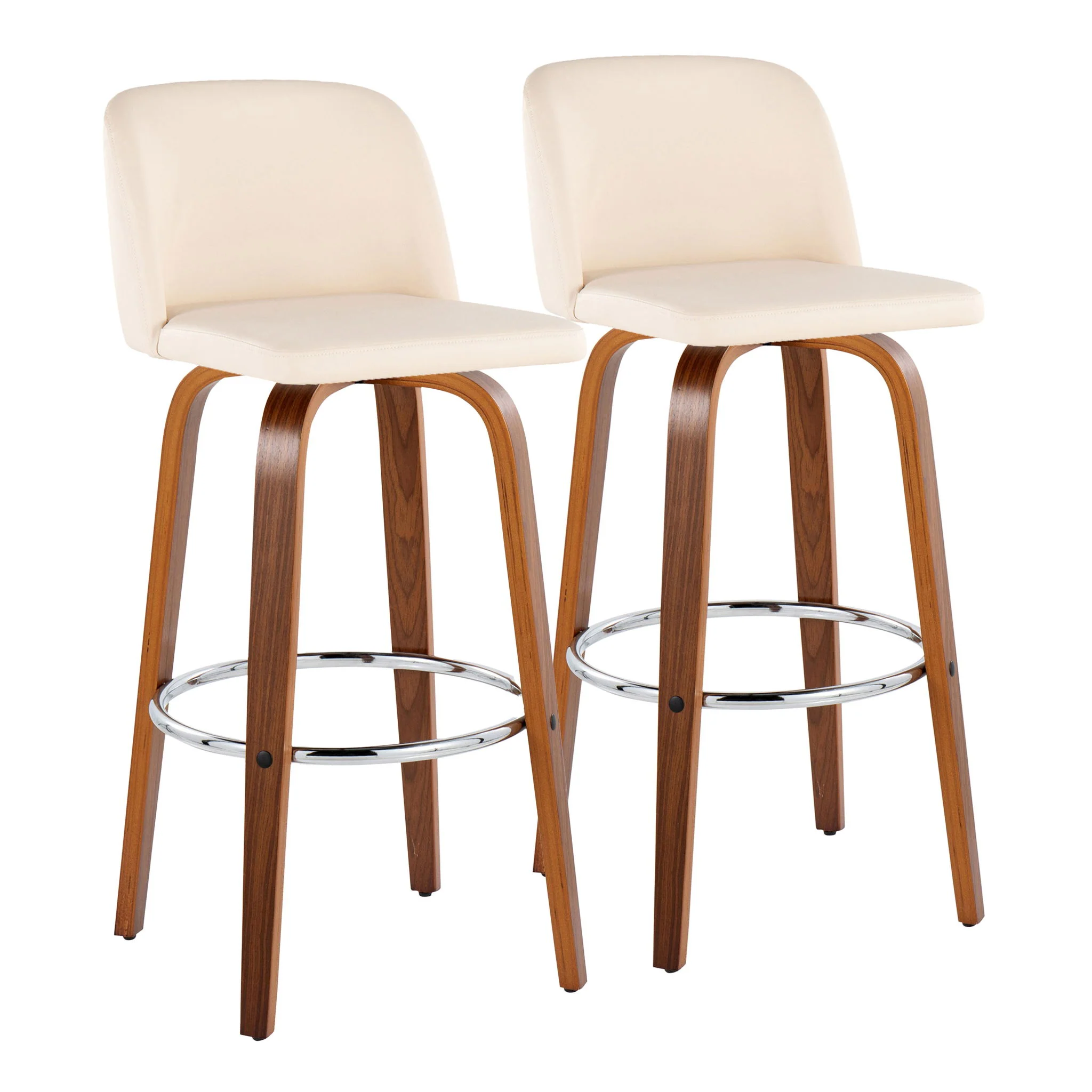 Toriano - Mid Century Modern Fixed Height, Barstool With Swivel With Round Footrest (Set of 2) - Image 5