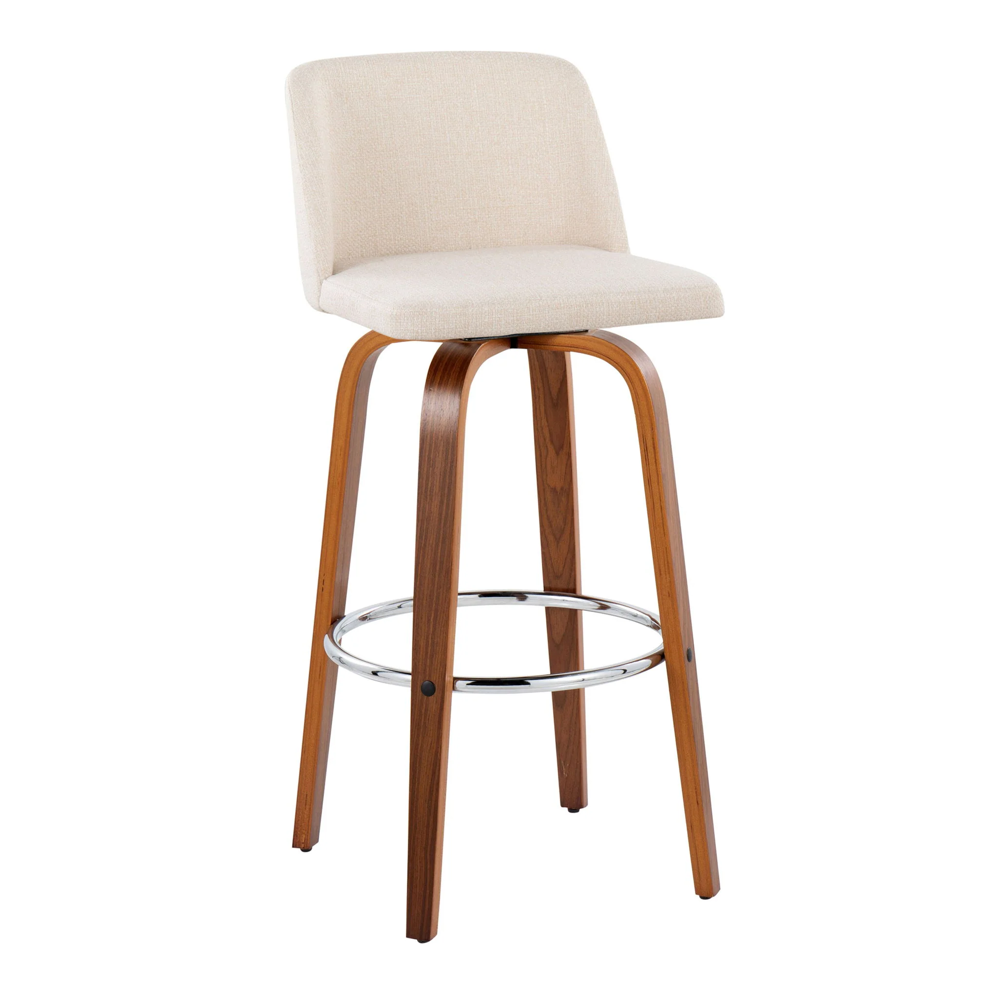 Toriano - Mid Century Modern Fixed Height, Barstool With Swivel With Round Footrest (Set of 2) - Image 8