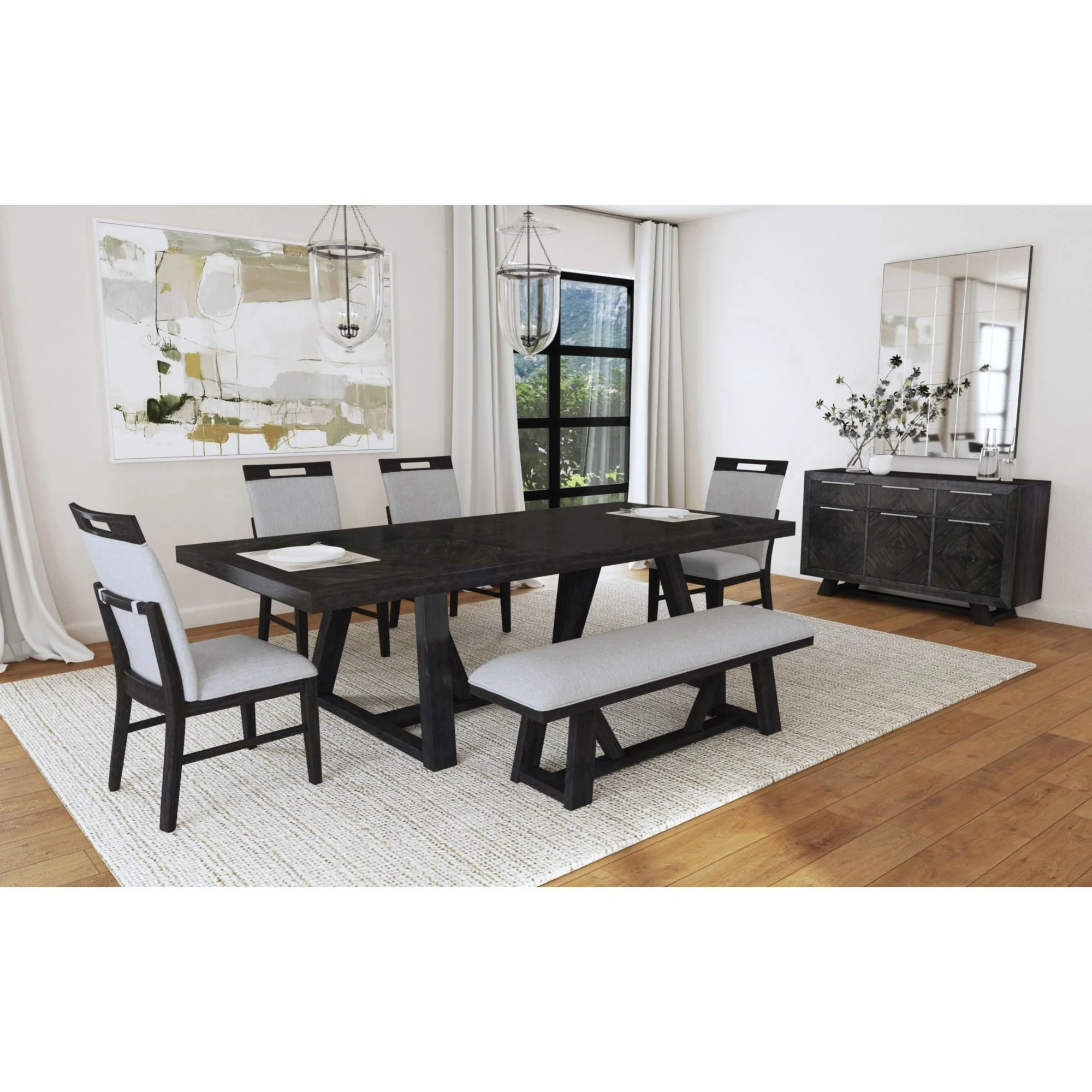 Transcend - Dining Bench - Charcoal / Light Gray - Image 4