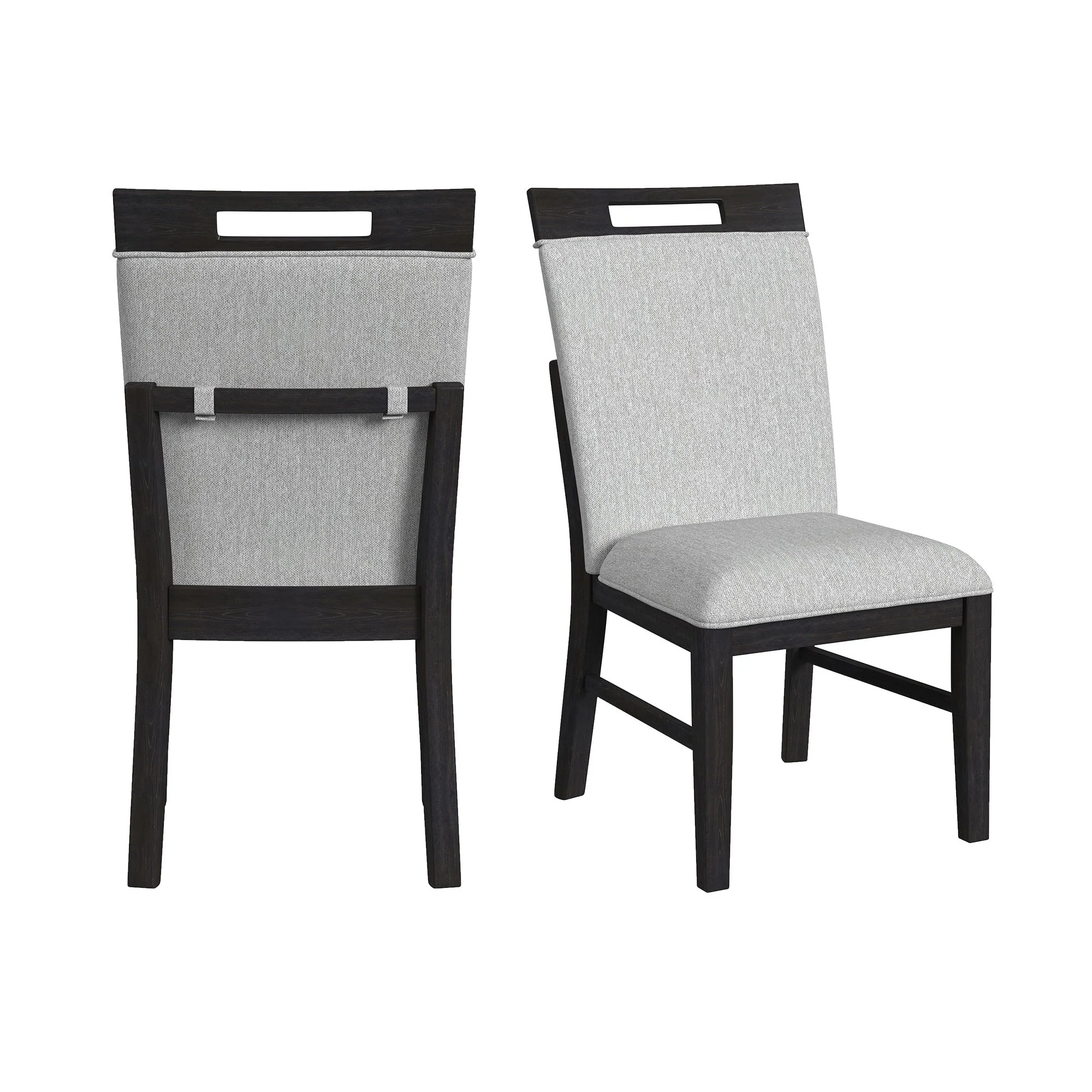Transcend - Dining Side Chair With Fabric (Set of 2) - Charcoal And Light Gray