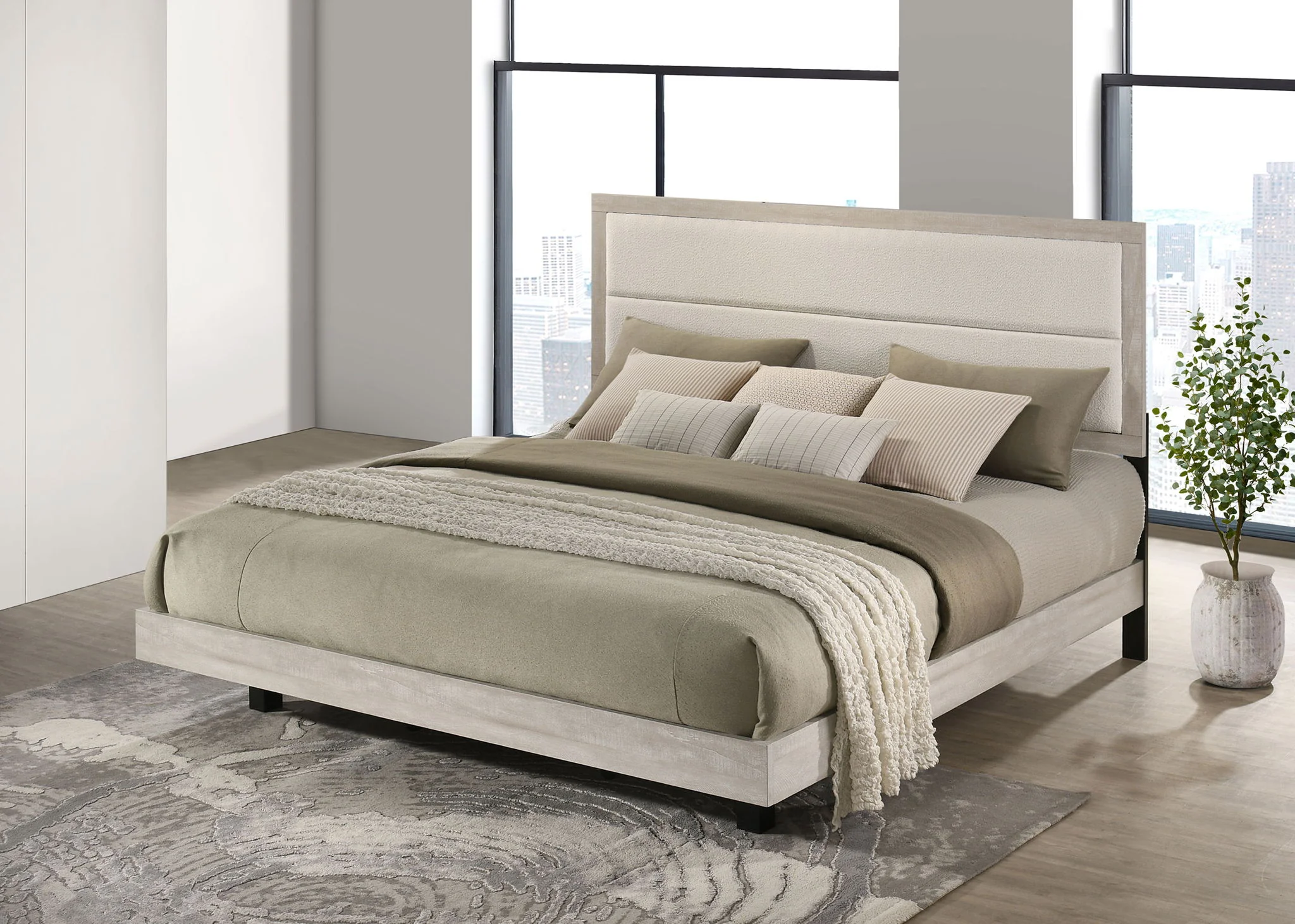 Trenton 54-inch Wood Eastern King Panel Bed Rustic Cream - Image 3