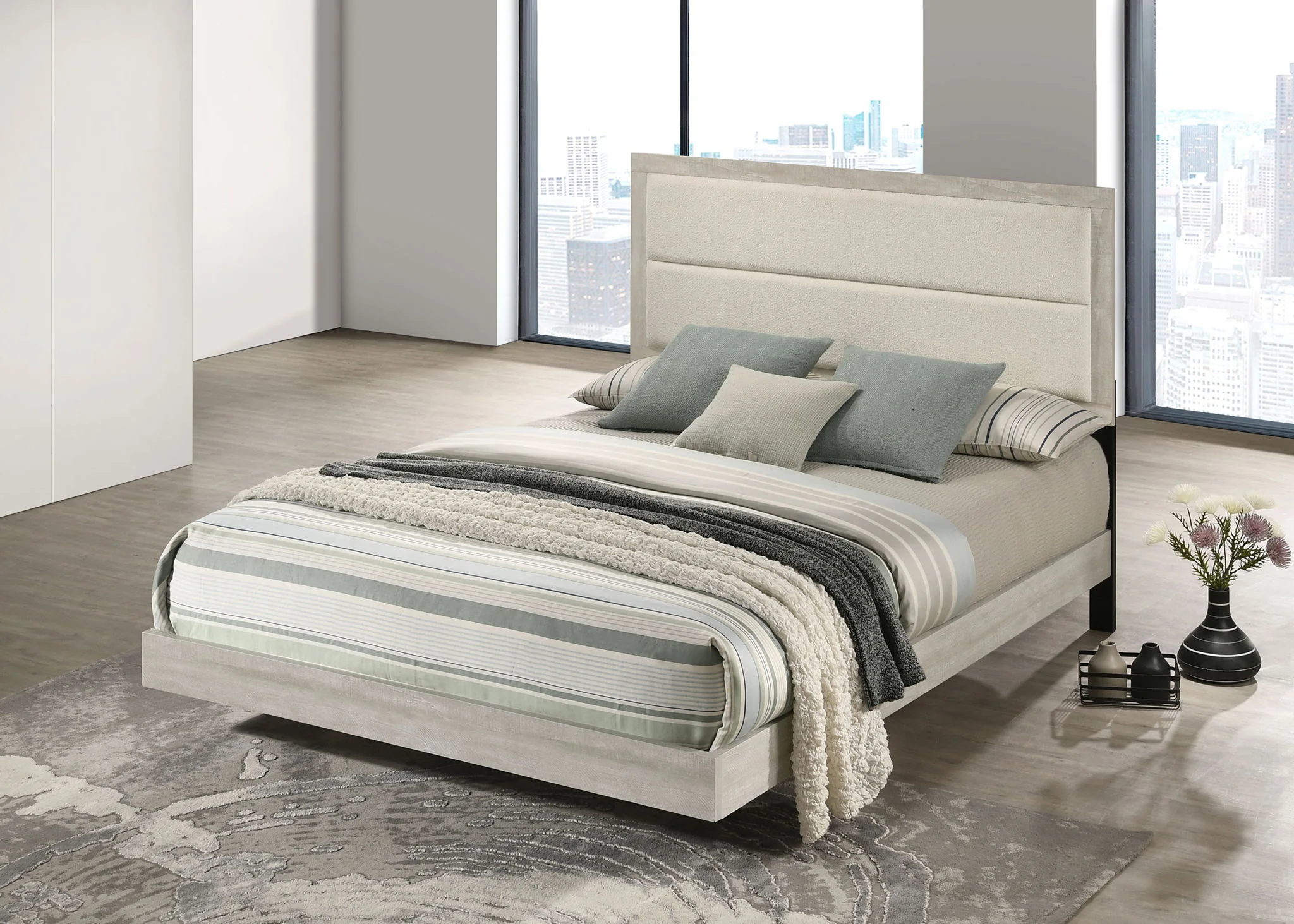 Trenton 54-inch Wood Queen Panel Bed Rustic Cream - Image 2