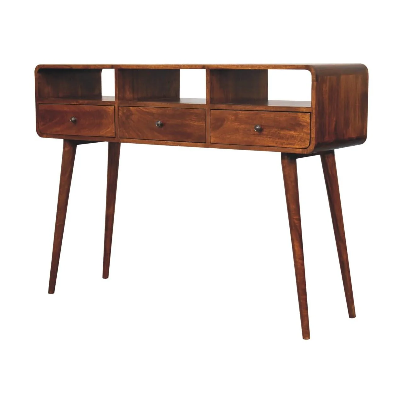 Triple Curved Console Table - Brown - Image 2