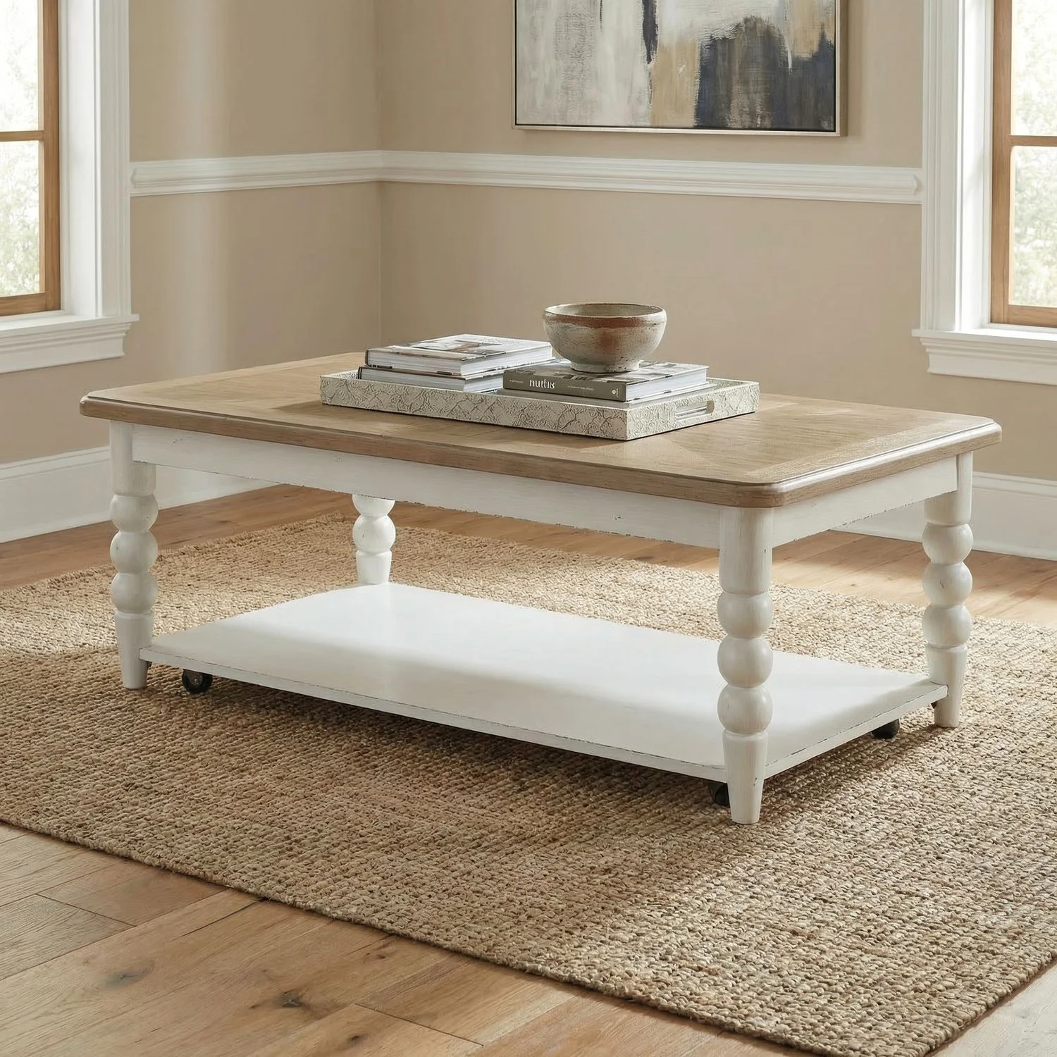 Turnberry Park - Rectangular Cocktail Table - Washed White