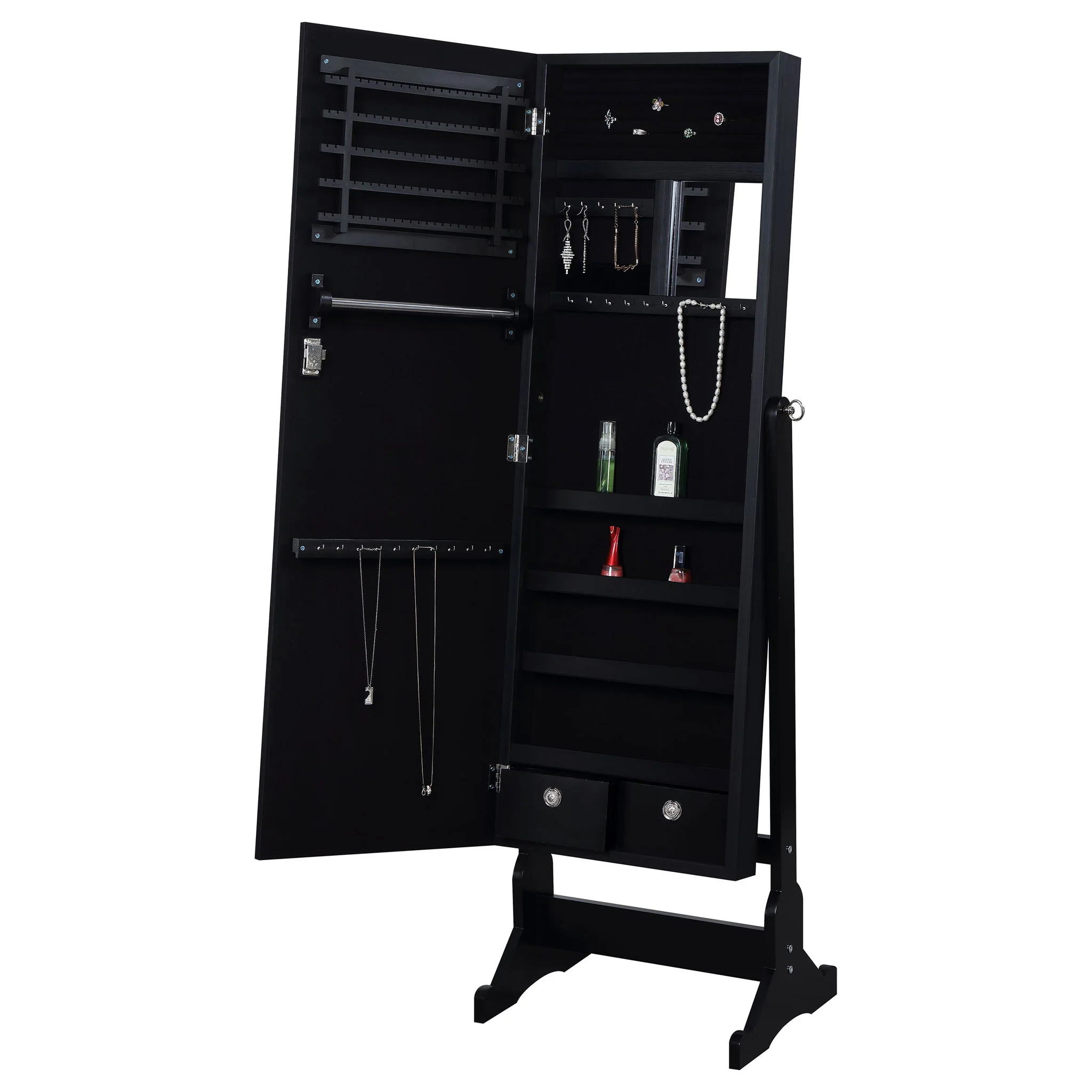 Tutuola Cheval Mirror with Jewelry Storage Black - Image 4