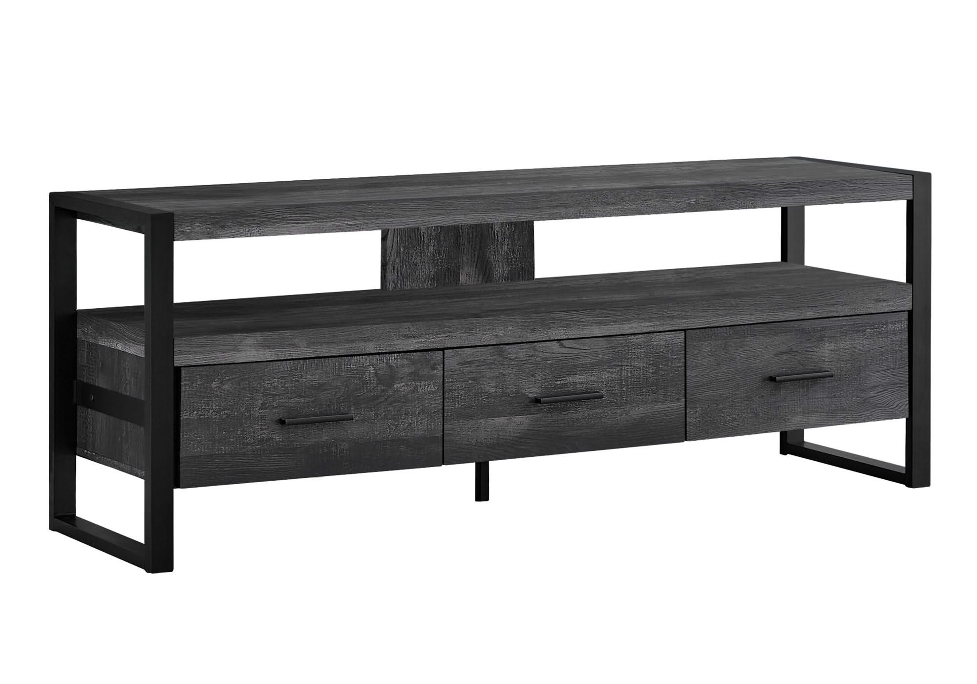 TV Stand, Console, Media Entertainment Center, Storage Solution Drawers - Black - Image 3