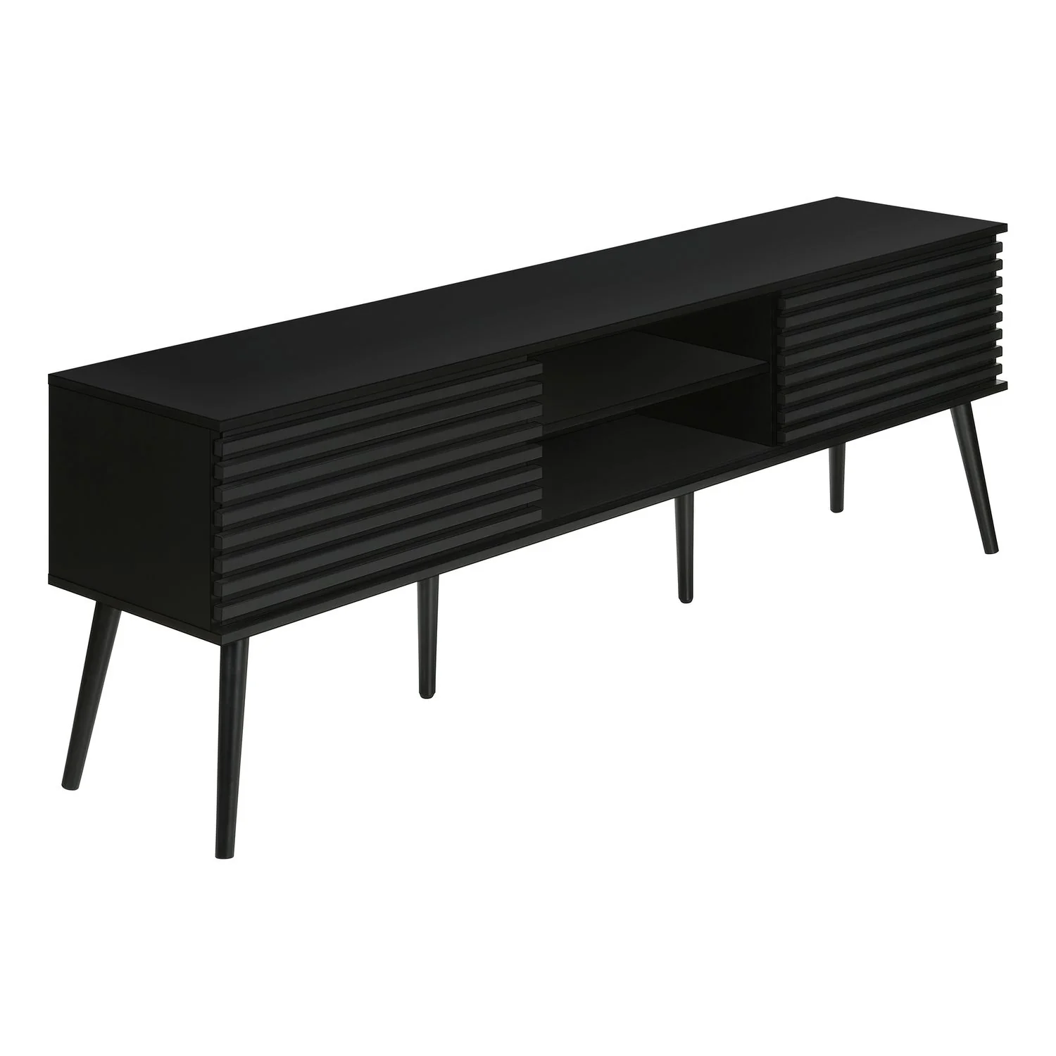TV Stand, Media Entertainment Center, Storage Cabinet, Console, Storage Shelves, Bedroom, Living Room, Contemporary, Modern - Black