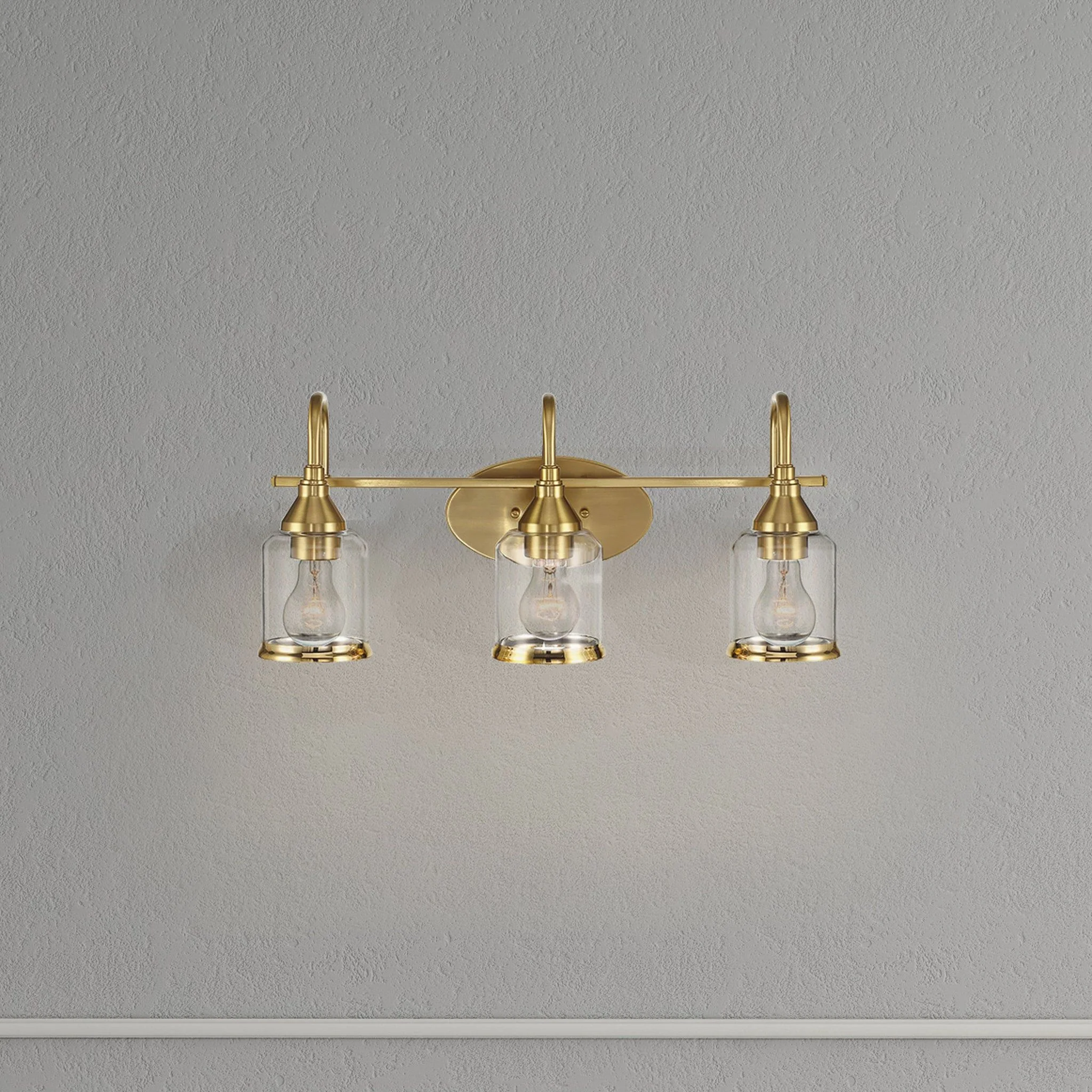 3 Lights Brush Vanity Light - Clear / Gold - Image 2