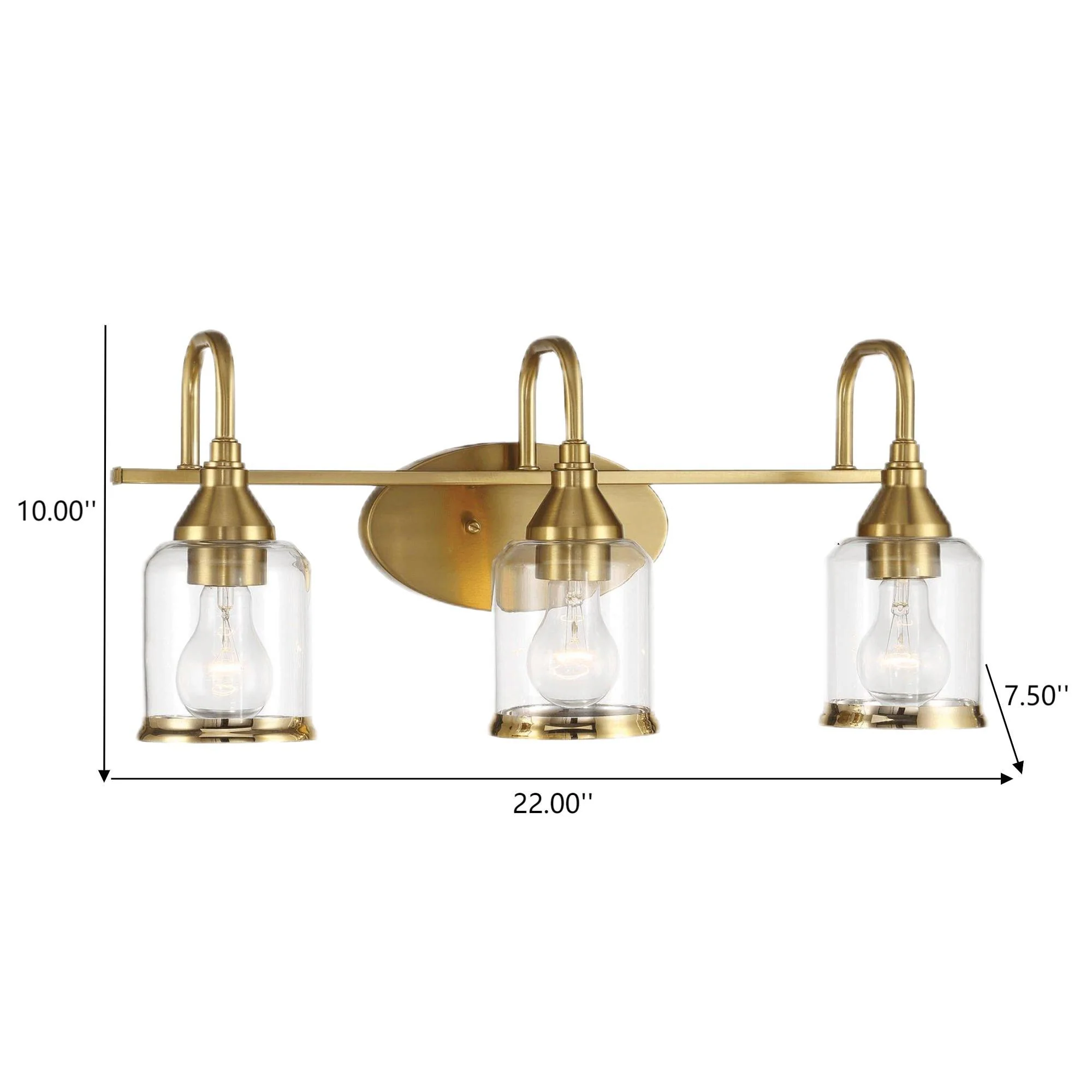 3 Lights Brush Vanity Light - Clear / Gold - Image 4