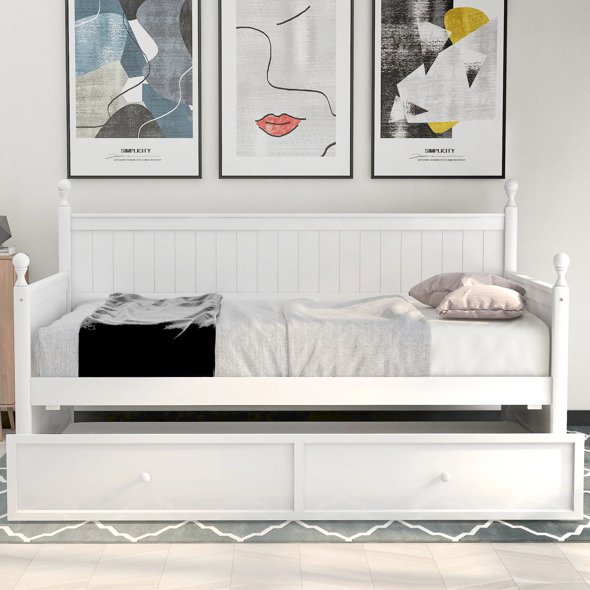 Twin Size Daybed & Twin Size Trundle - White - Image 2