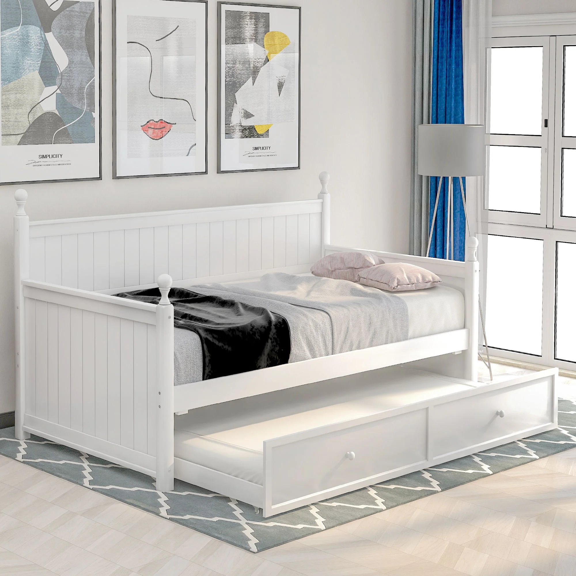 Twin Size Daybed & Twin Size Trundle - White - Image 4