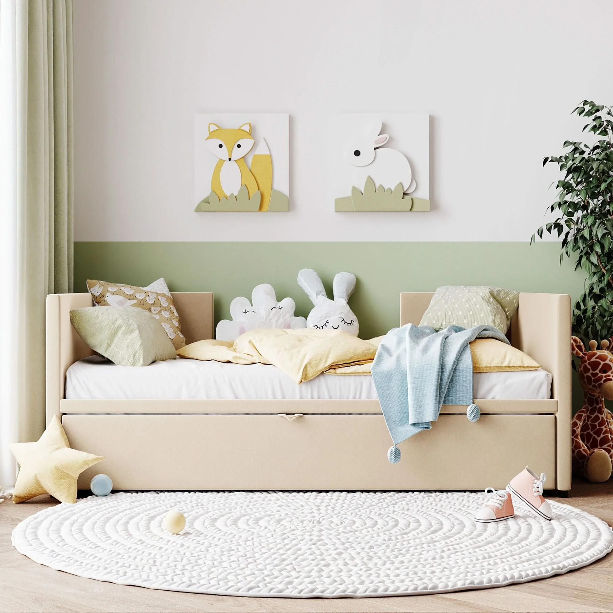 Twin Size Upholstered Daybed With Pop Up Trundle - Image 10