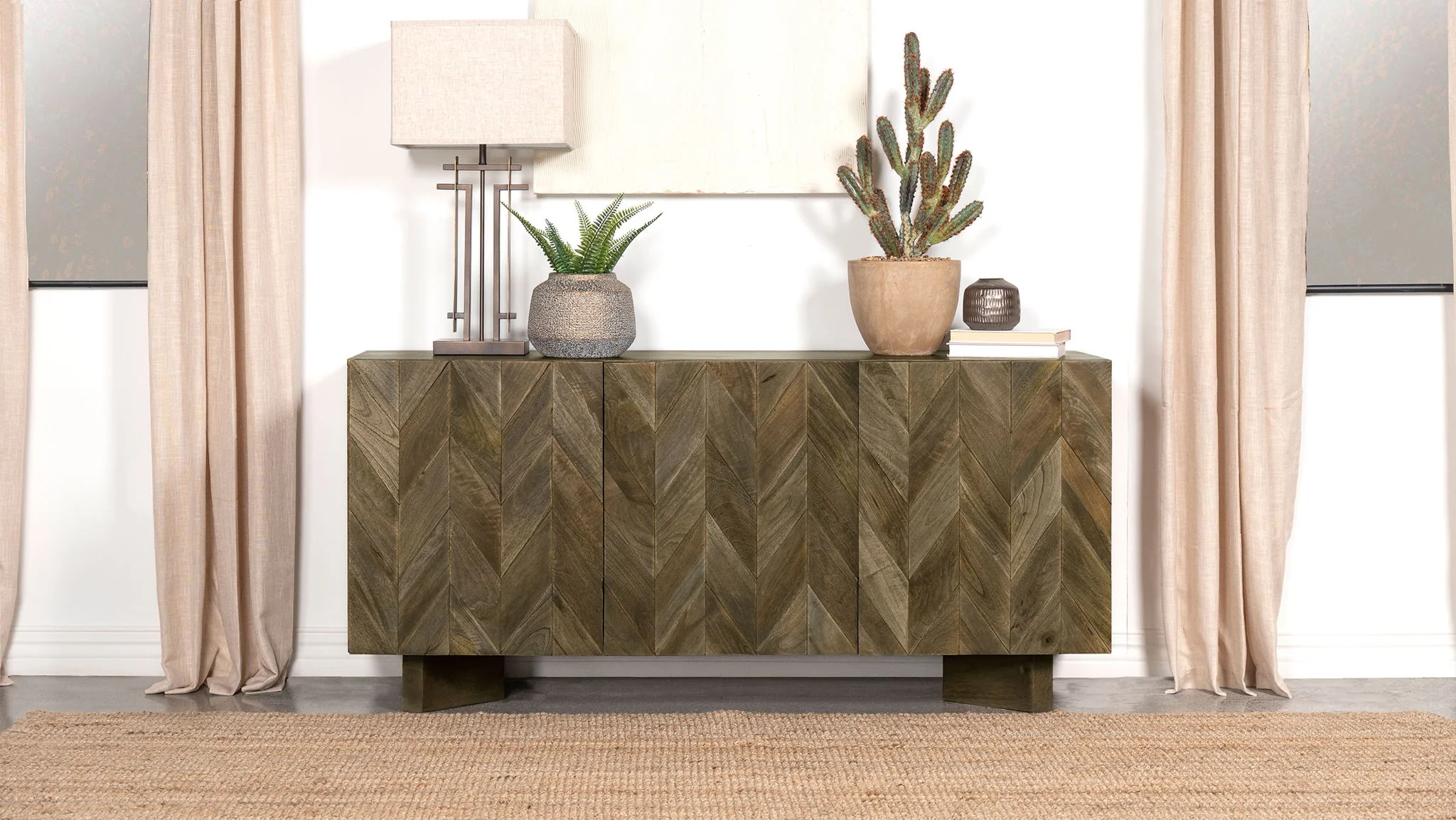 Tyler 3-door Solid Wood Sideboard Buffet Cabinet Mango Brown - Image 3