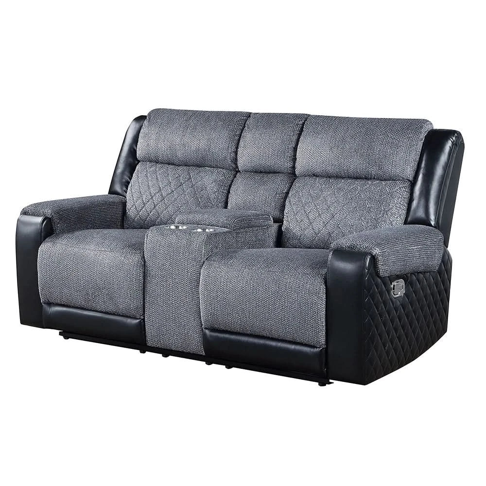 Tyler Dark Grey Power Reclining Loveseat with LED Lighting and Storage Console - Image 4