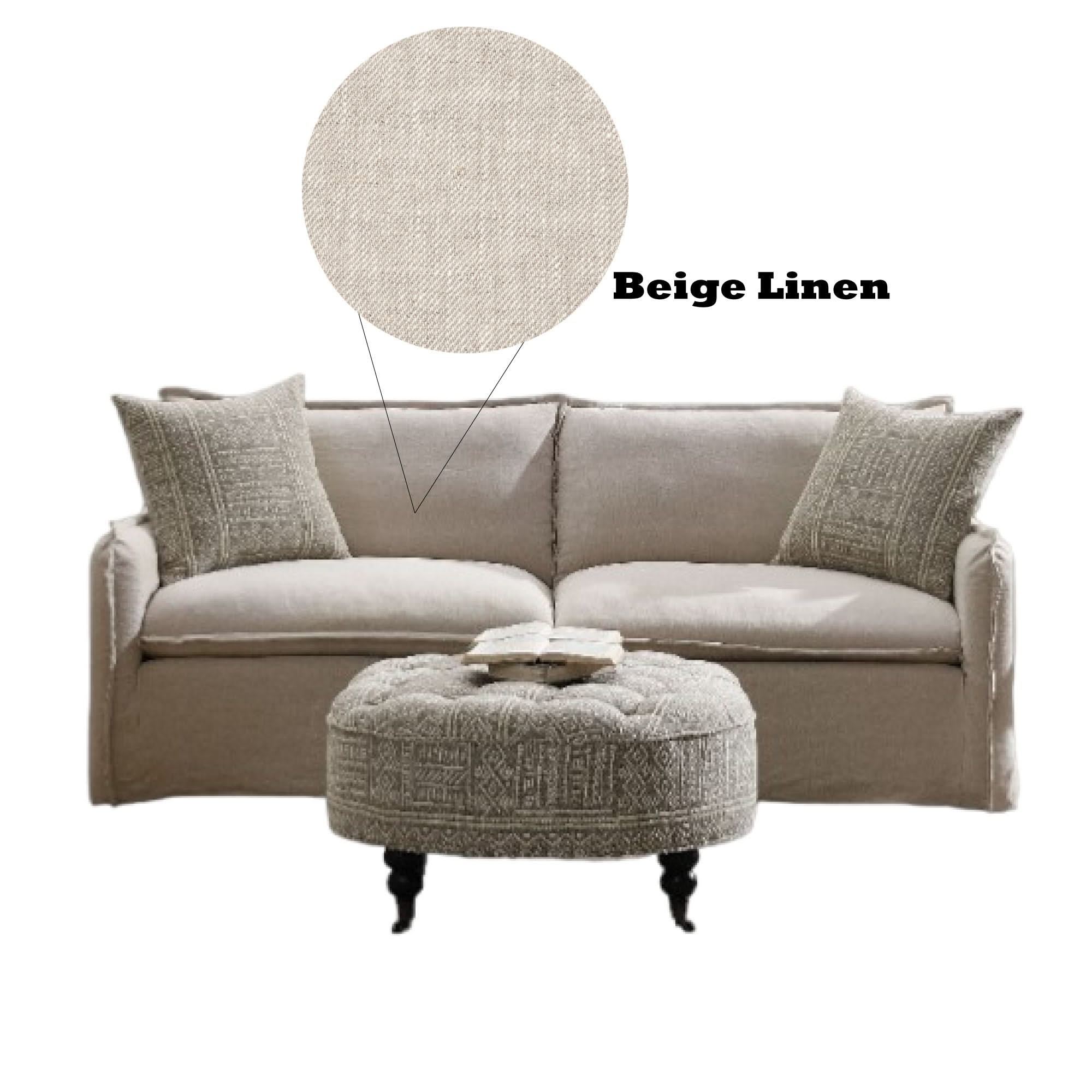 Upendo - Pattern Linen Sofa With 2 Toss Pillows - Beige - Image 2