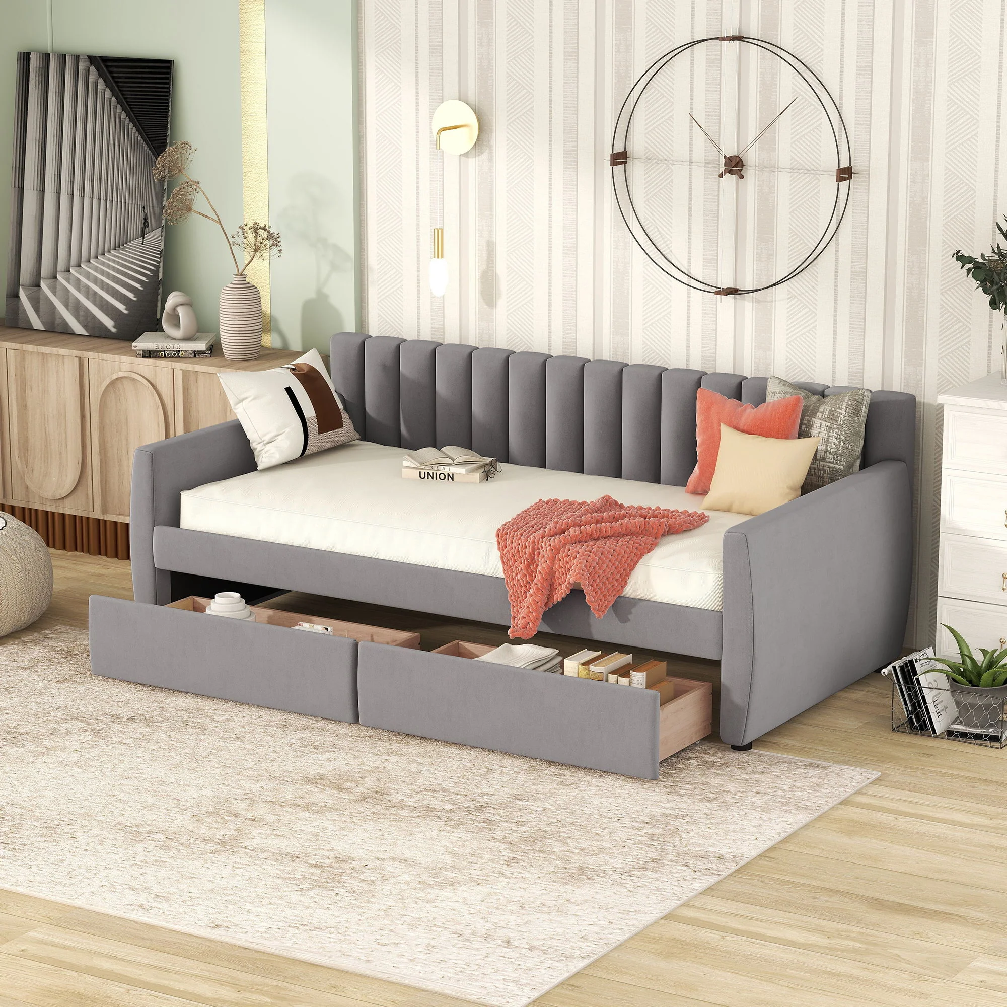 Upholstered Daybed With Slat Support - Image 2