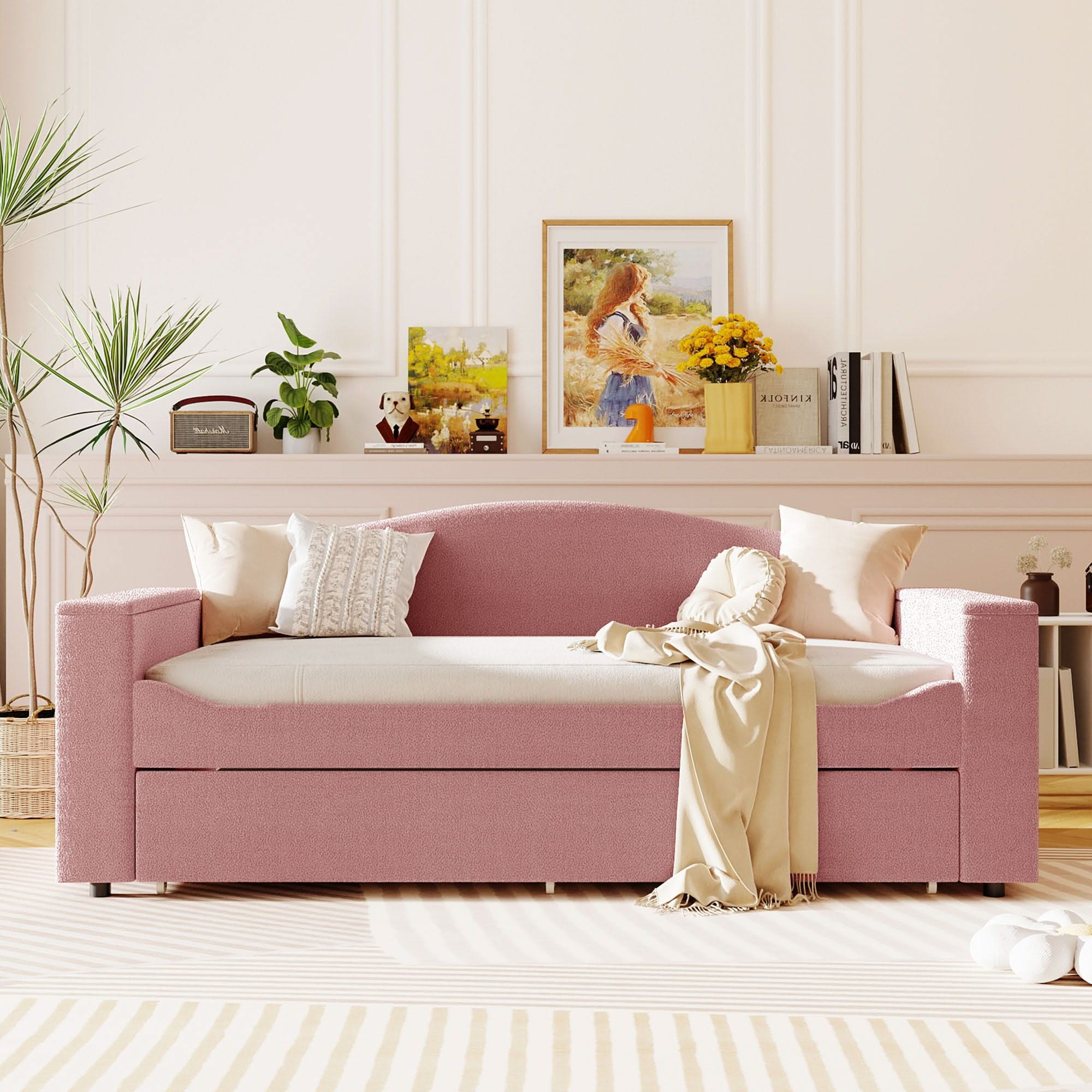 Upholstered Daybed With Storage Armrests, Trundle And Latest Integrated tooth Audio System - Image 21