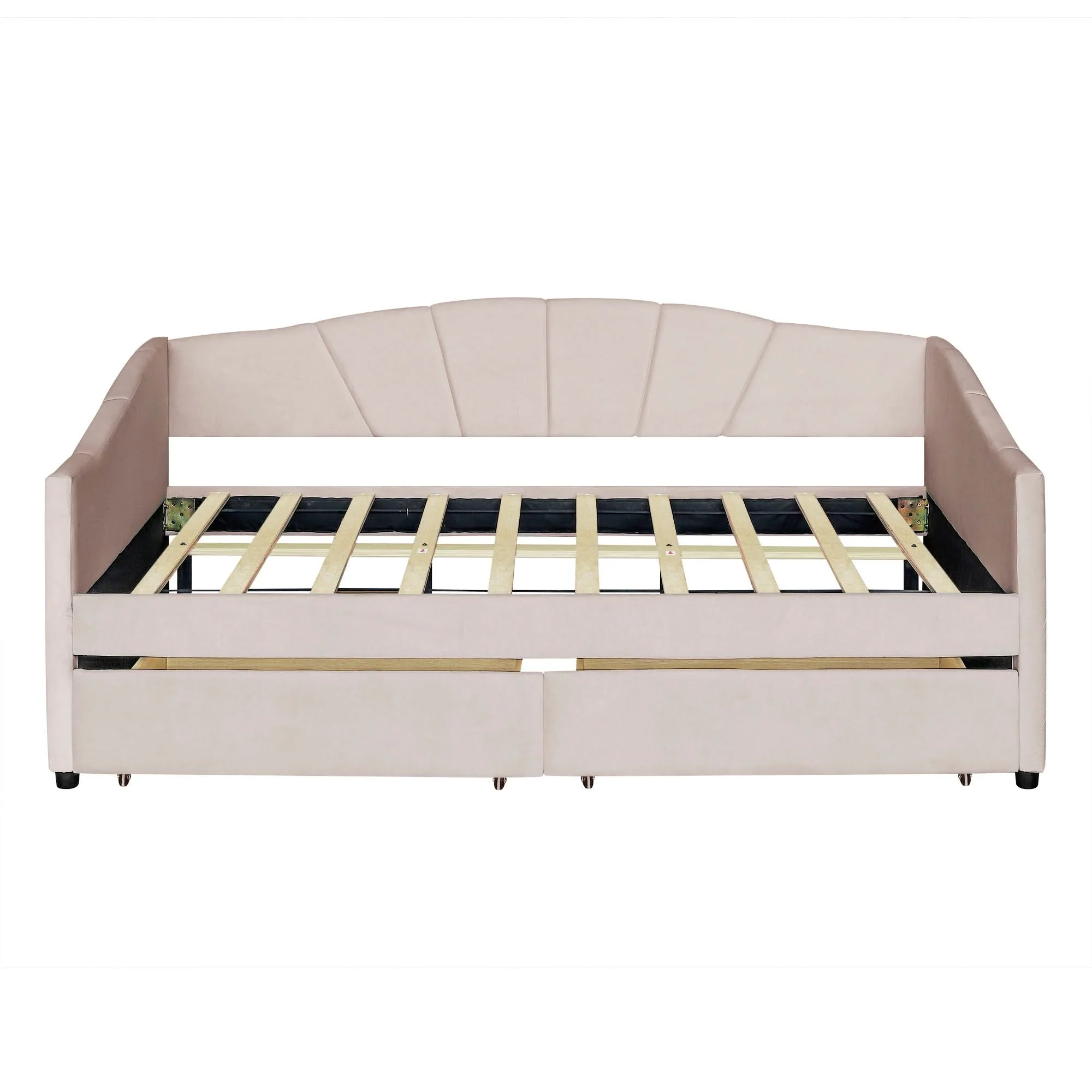 Upholstered Daybed With Two Drawers And Wood Slat - Image 4