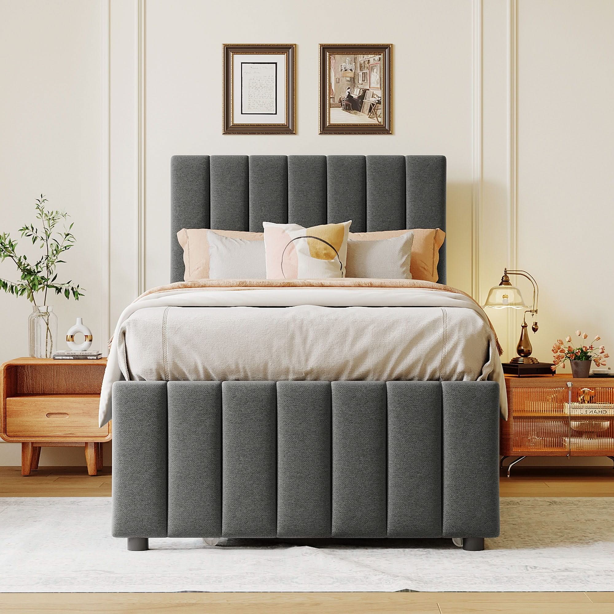 Upholstered Design Platform Bed With Trundle - Image 6