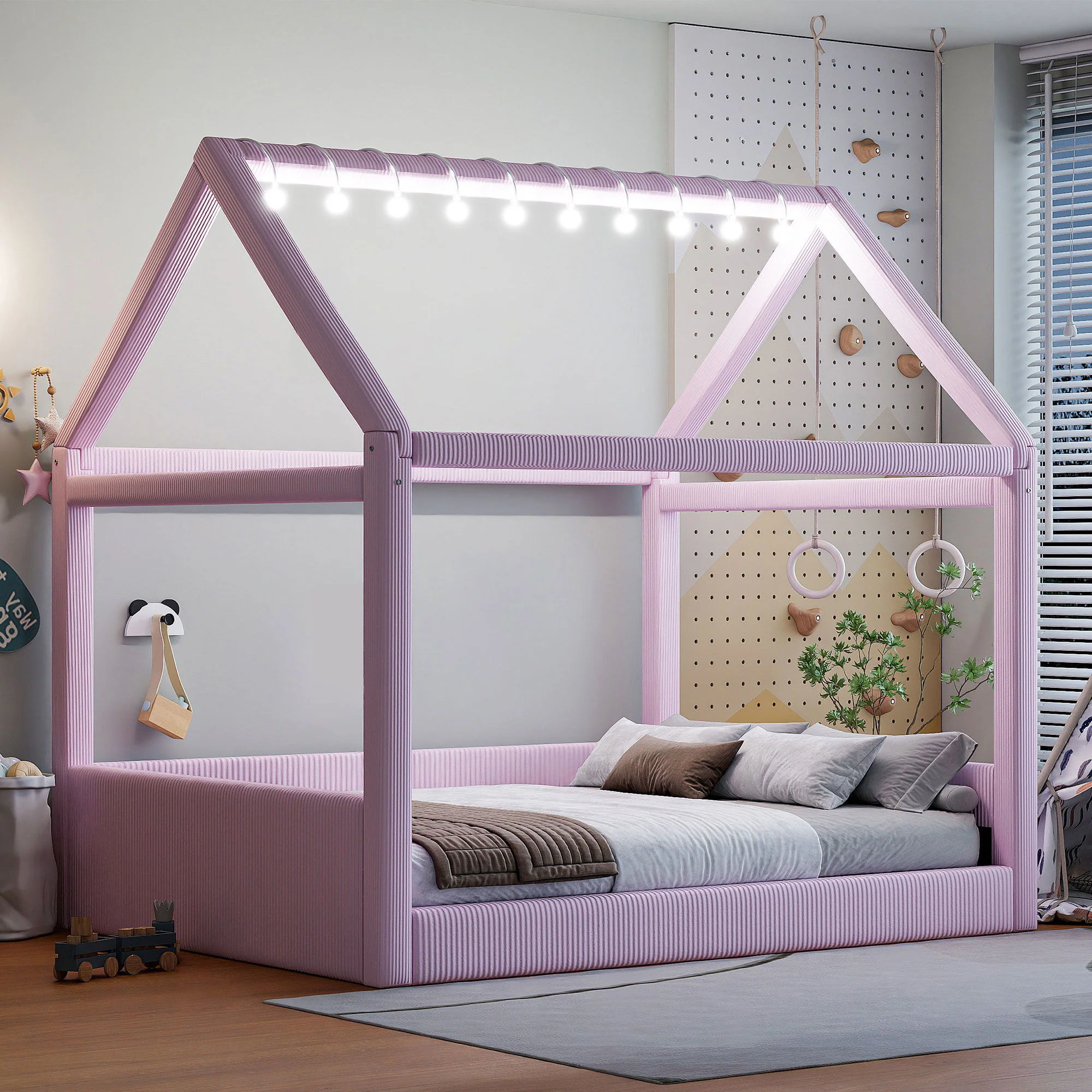 Upholstered House Style Daybed With LED Light Strips - Image 12