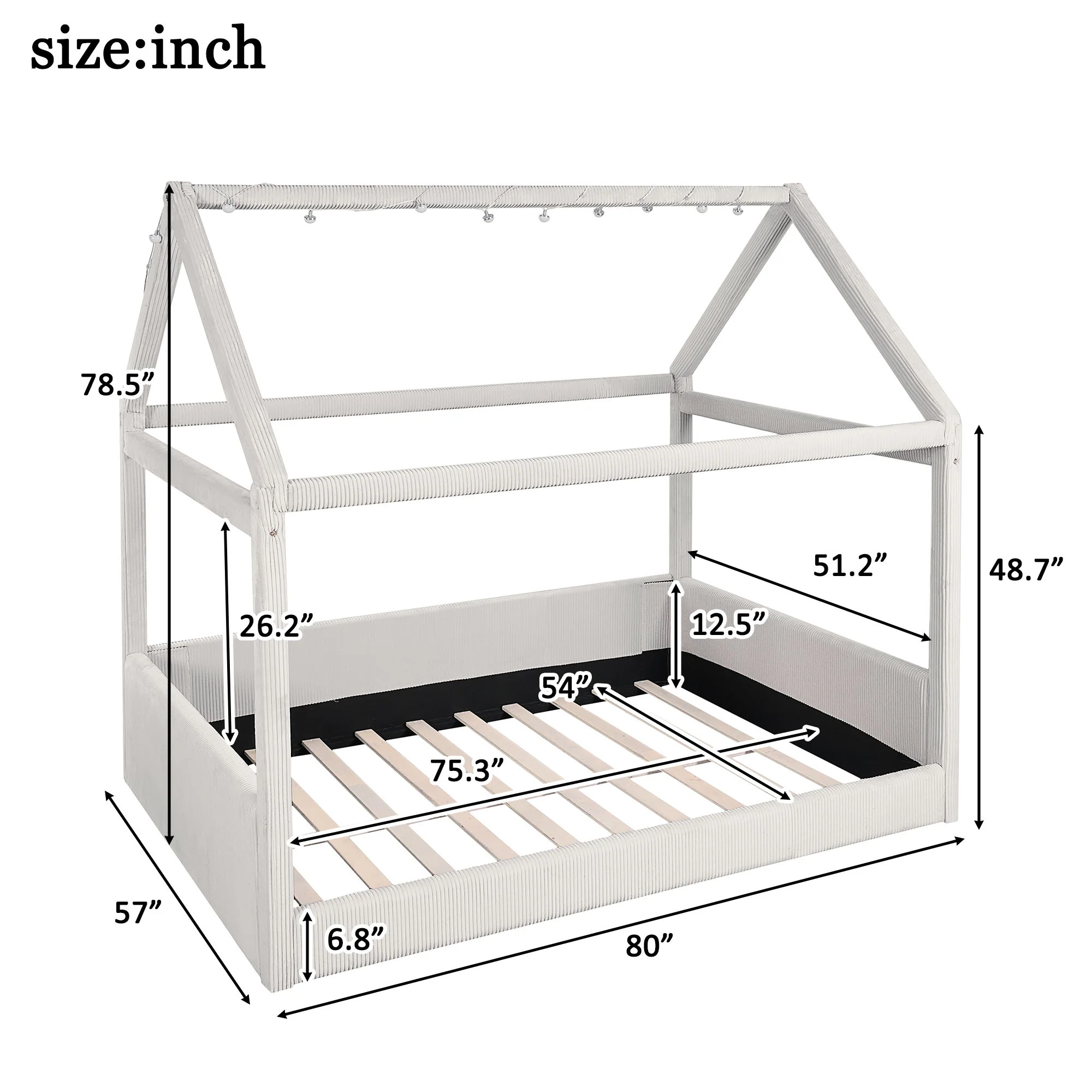 Upholstered House Style Daybed With LED Light Strips - Image 6