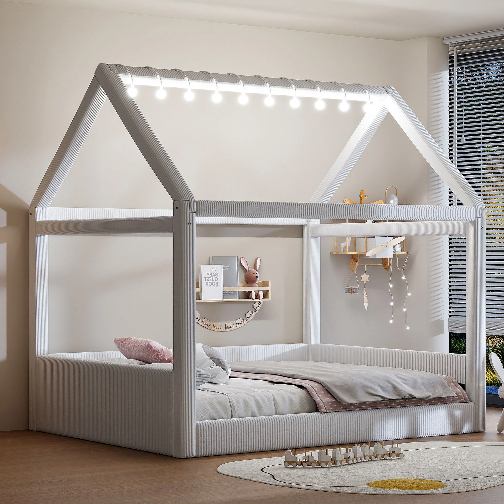 Upholstered House Style Daybed With LED Light Strips - Image 8