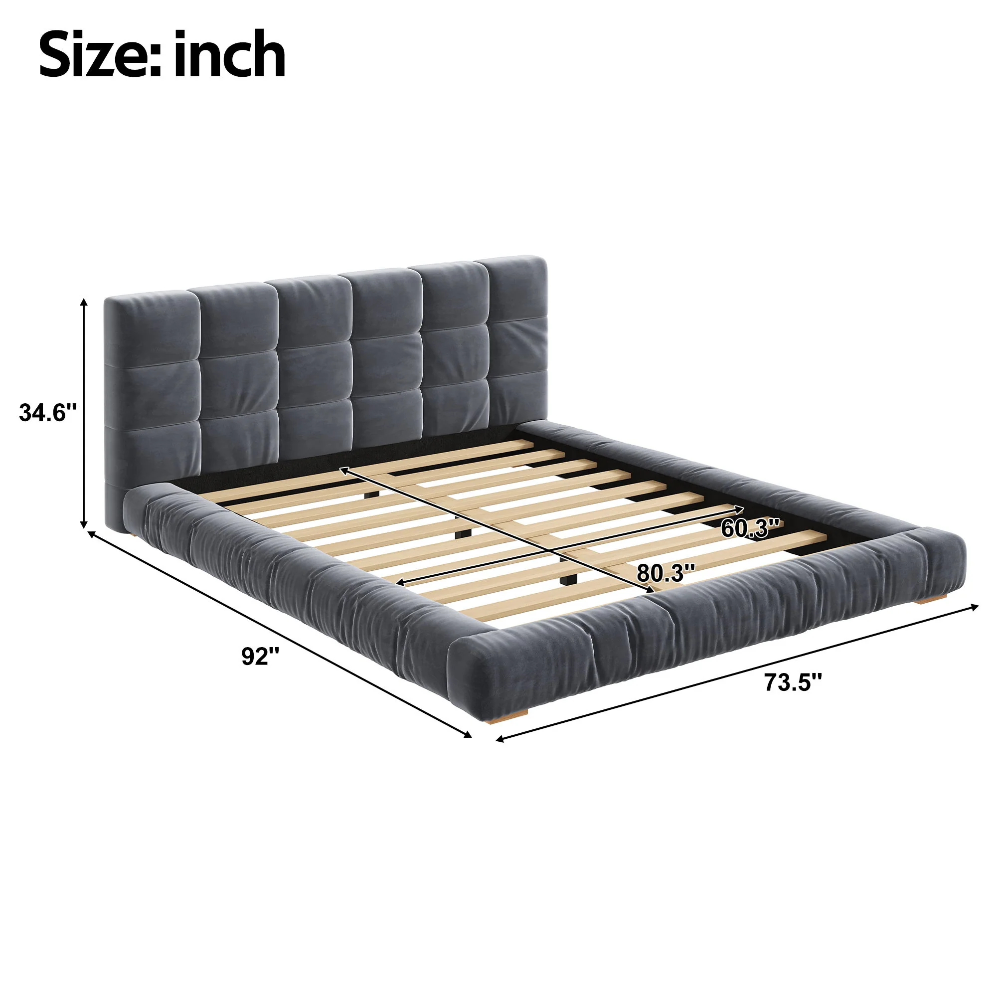 Upholstered Platform Bed Frame With Tufted Headboard - Image 12