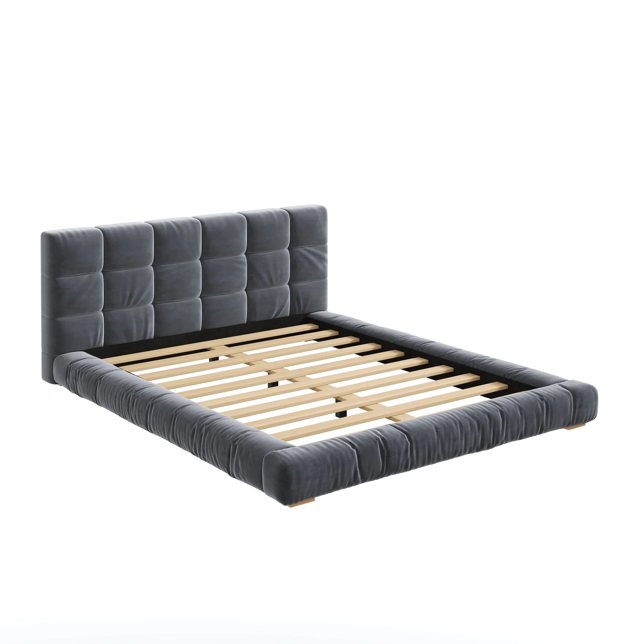 Upholstered Platform Bed Frame With Tufted Headboard - Image 2