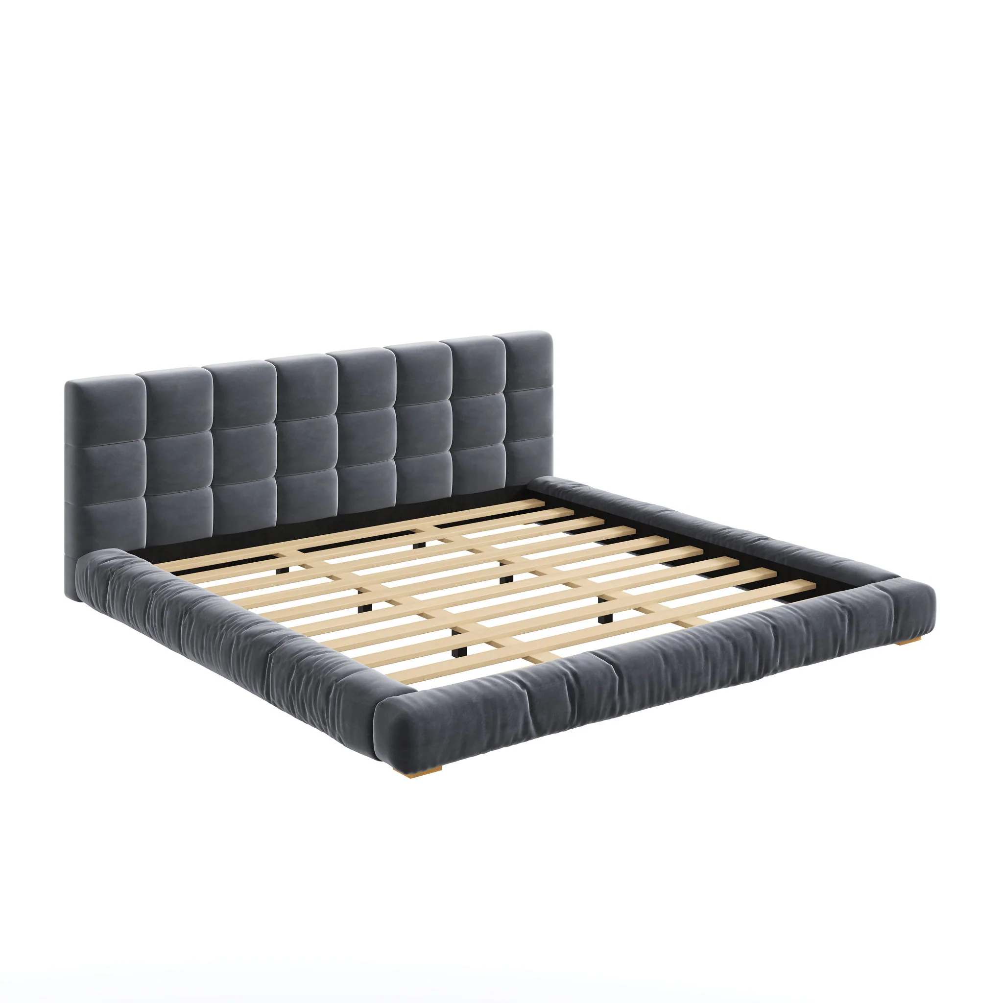Upholstered Platform Bed Frame With Tufted Headboard - Image 3