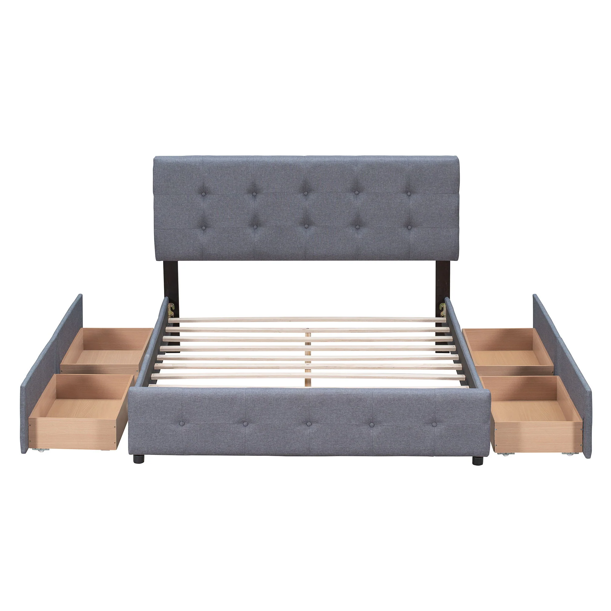 Upholstered Platform Bed With Classic Headboard And Drawers, No Box Spring Needed - Image 5