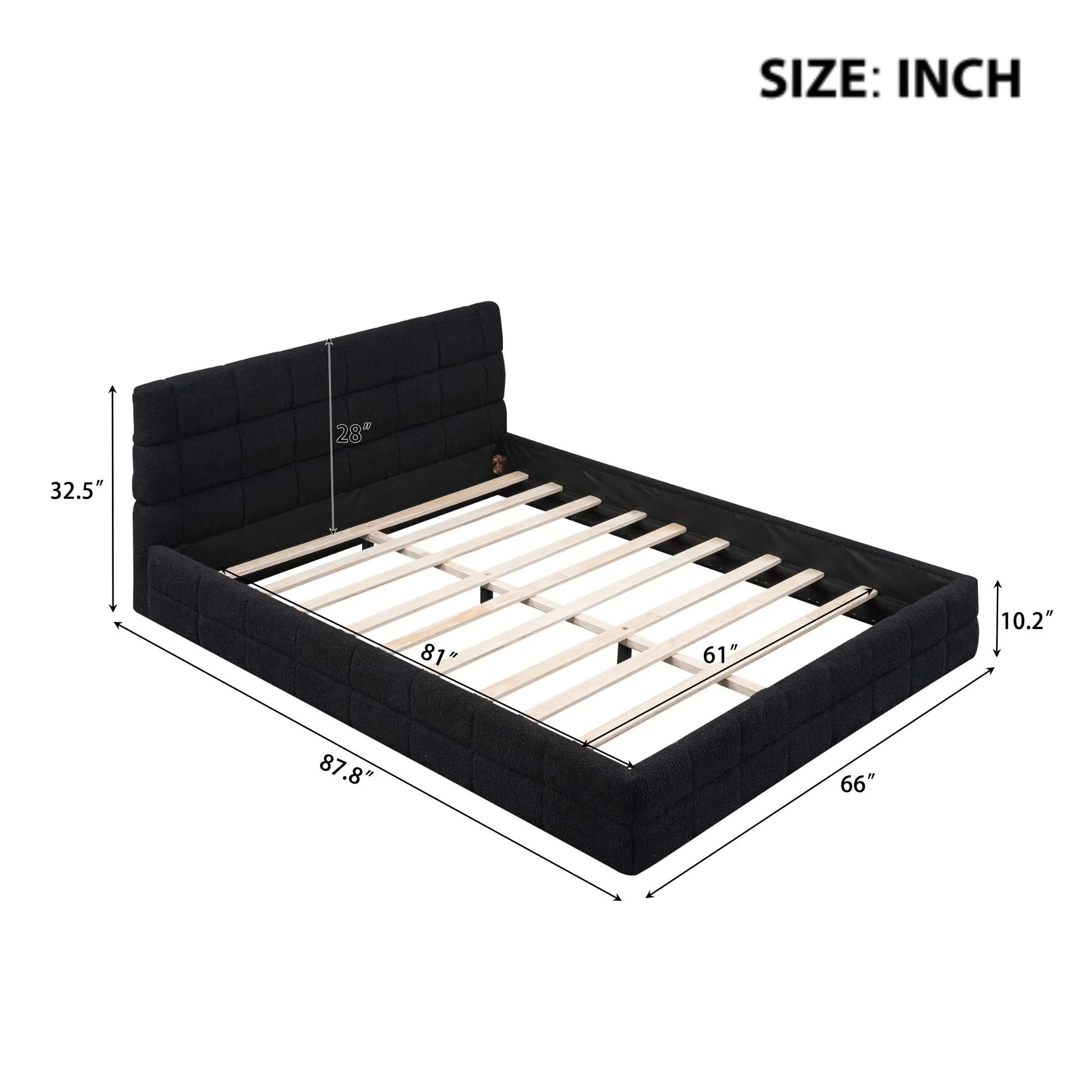Upholstered Platform Bed With Headboard - Image 13