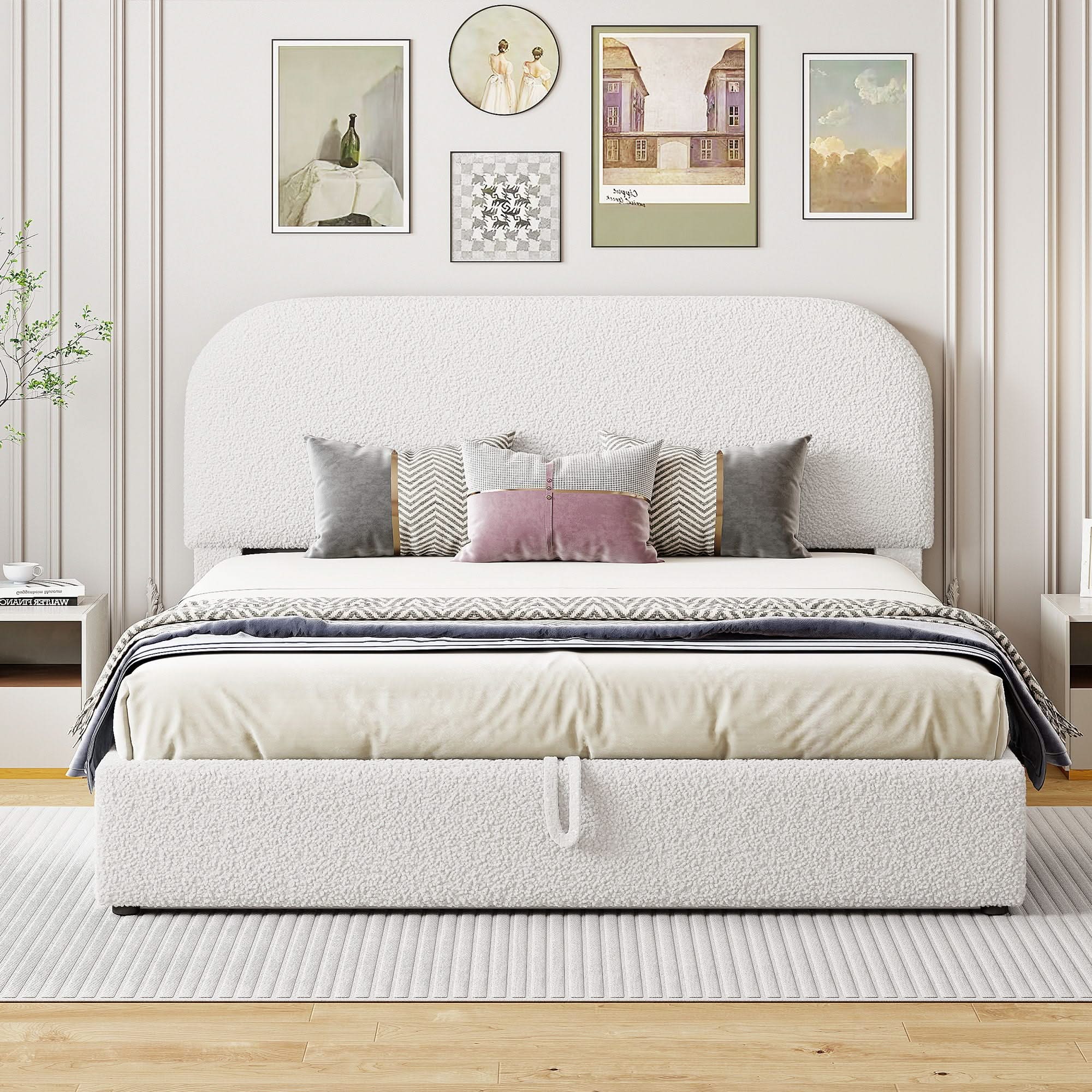 Upholstered Platform Bed With Hydraulic Storage System - Image 10