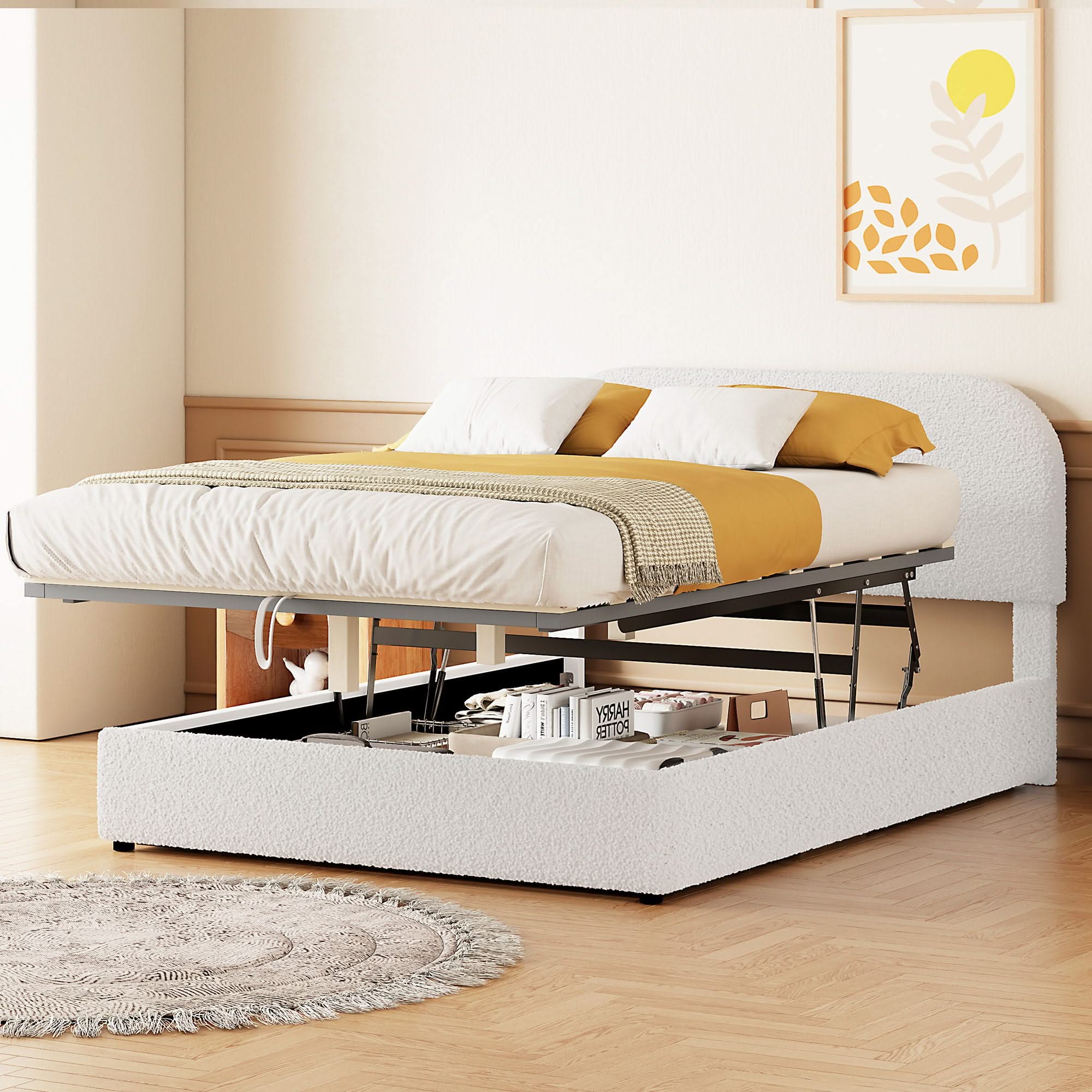 Upholstered Platform Bed With Hydraulic Storage System - Image 14