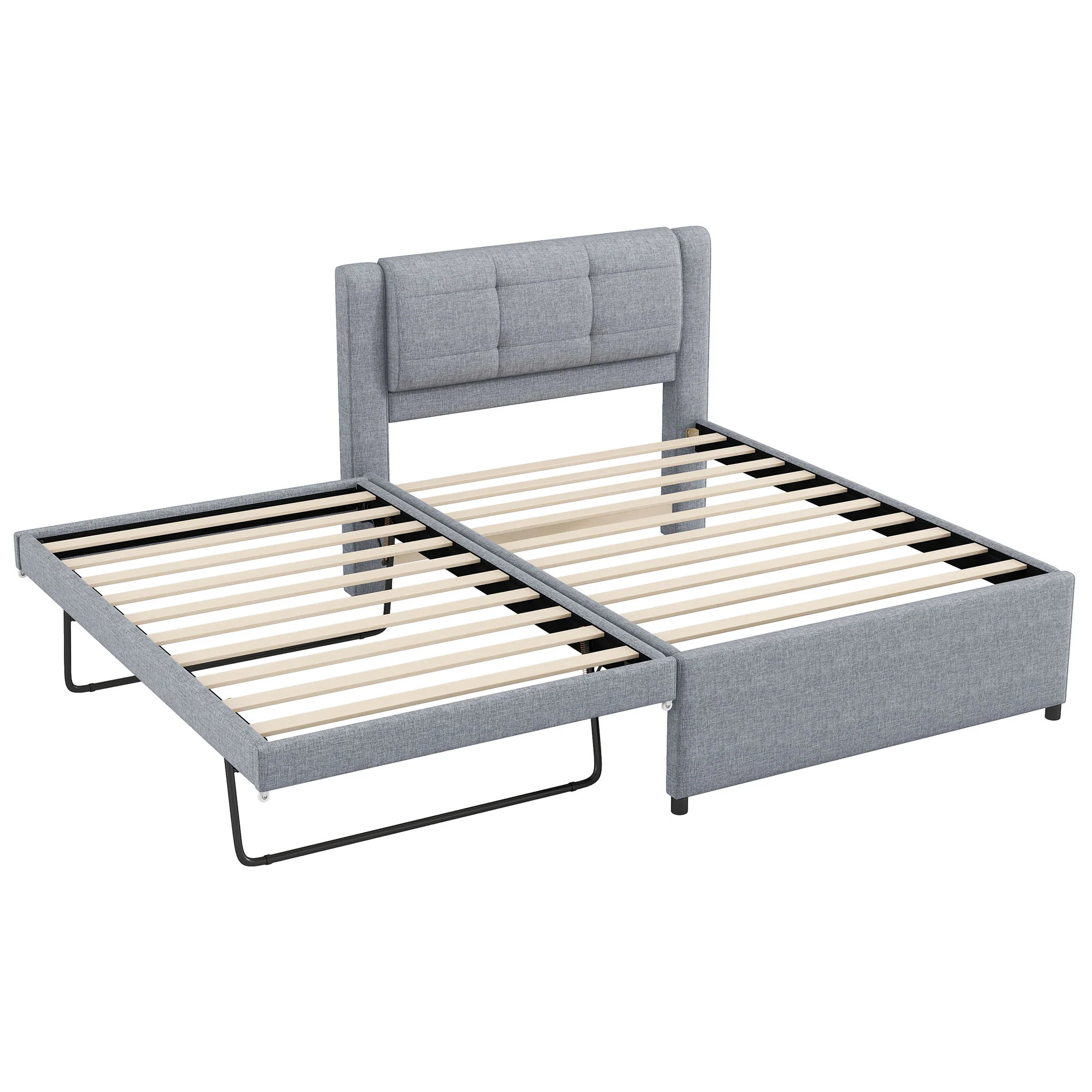 Upholstered Platform Bed With Multifunctional Trundle - Image 2