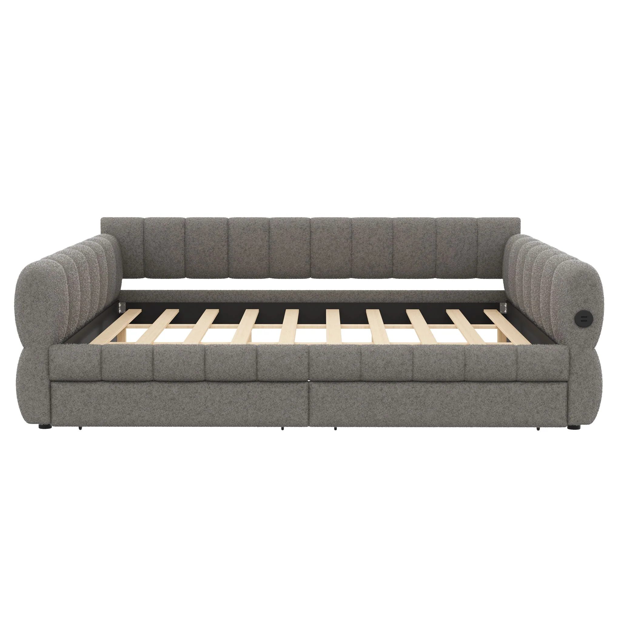 Upholstered Platform Bed With USB Charging And 2 Storage Drawers