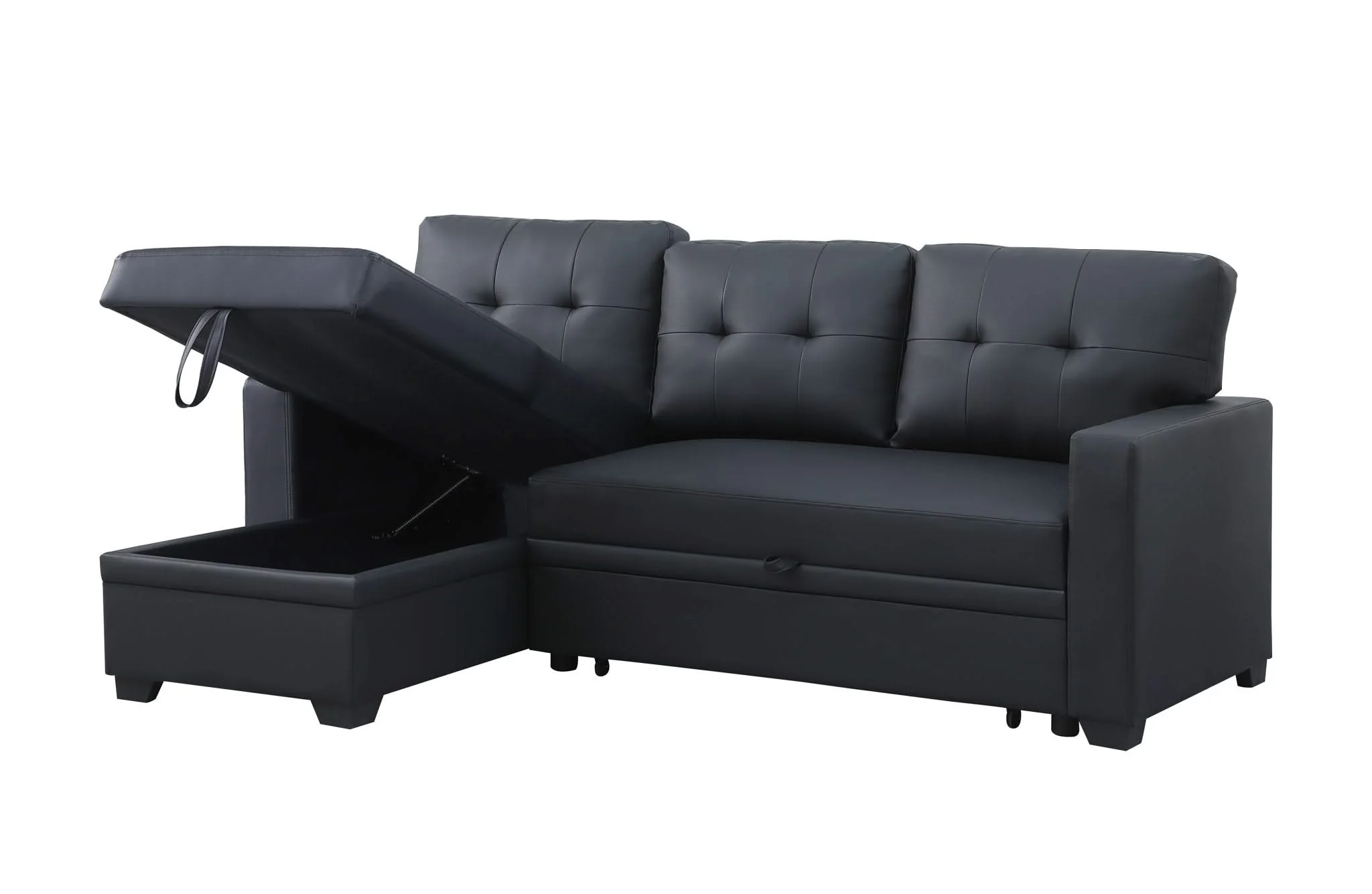 Upholstered Pull Out Sectional Sofa With Chaise - Image 21