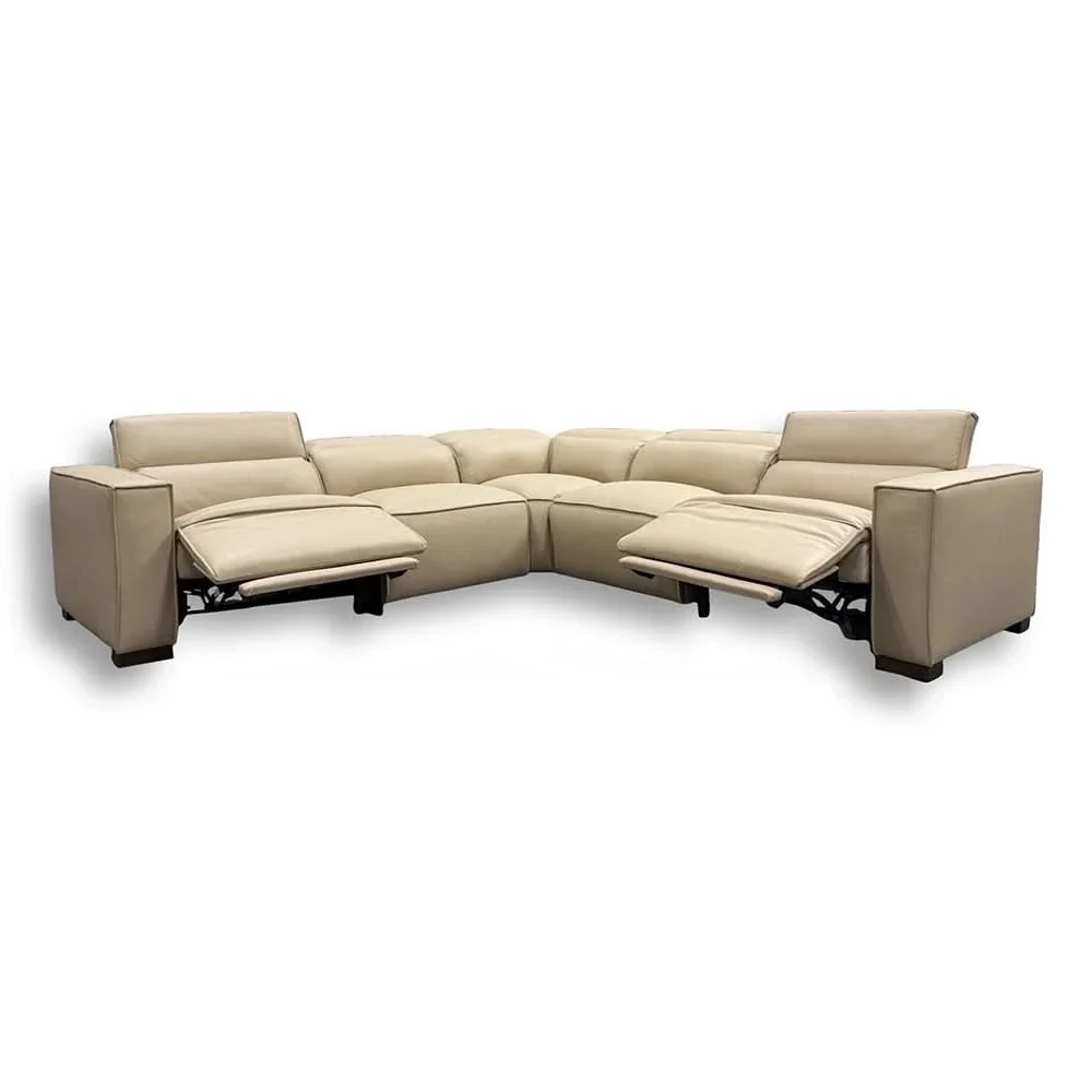 Uptown Taupe Leather 5PC Power Reclining Sectional with Deep Comfort Seating - Image 5