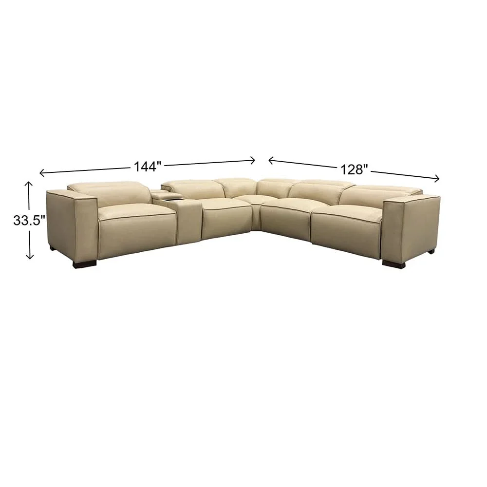 Uptown Taupe Leather 5PC Power Reclining Sectional with Deep Comfort Seating - Image 8