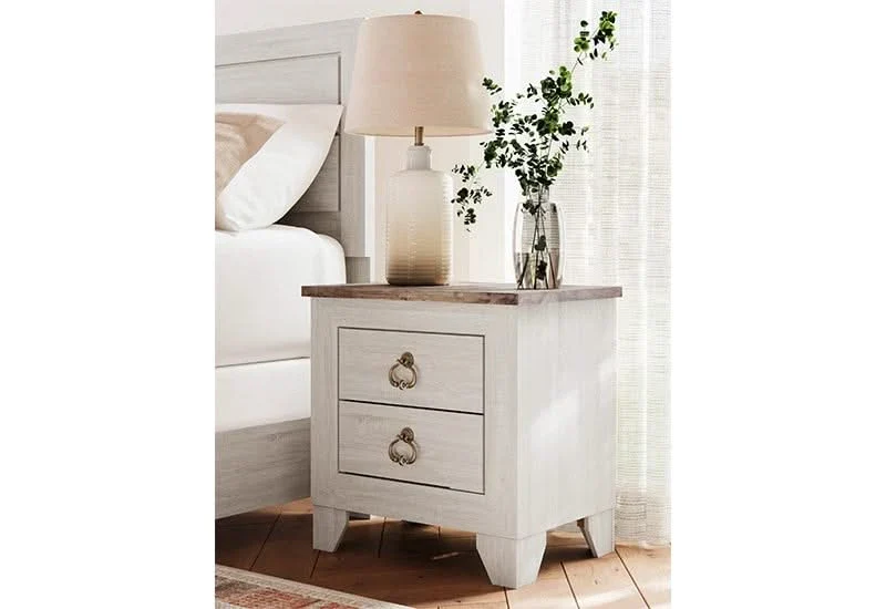 Urus White Rustic Farmhouse 2 Drawer Nightstand - Image 3
