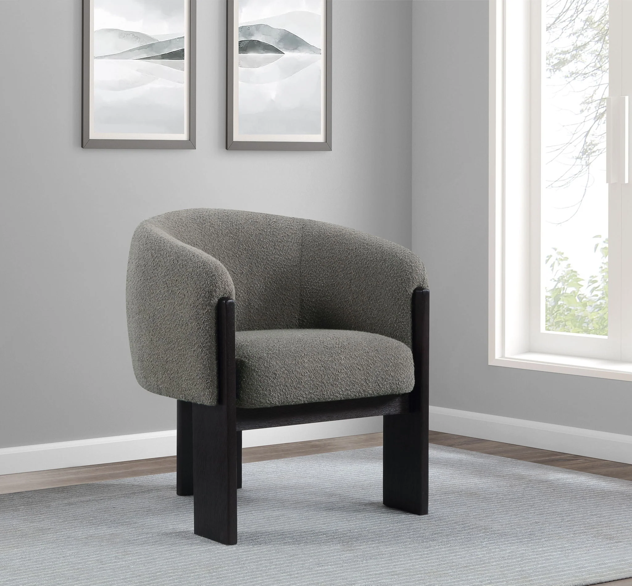 Valdez Boucle Upholstered Barrel Back Accent Chair Brown - Image 2