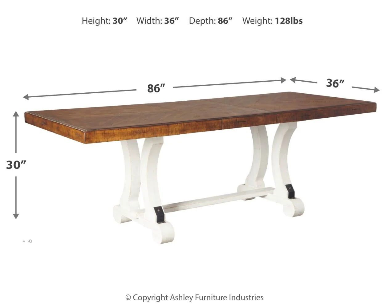 Valebeck - Rectangular Dining Room Table - White / Brown - Image 3