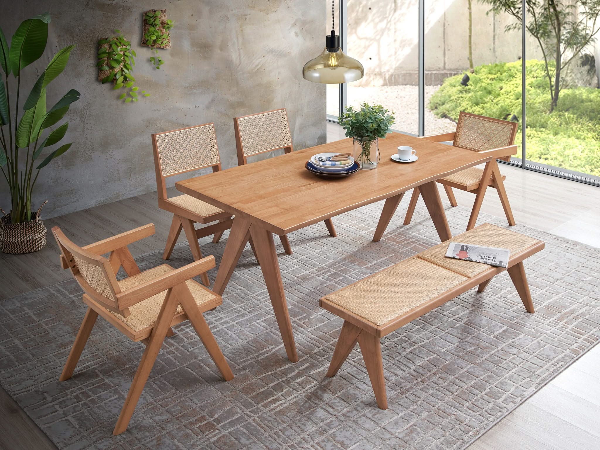 Valentina - 6 Piece Patio Furniture Set - Rattan / Natural - Image 3