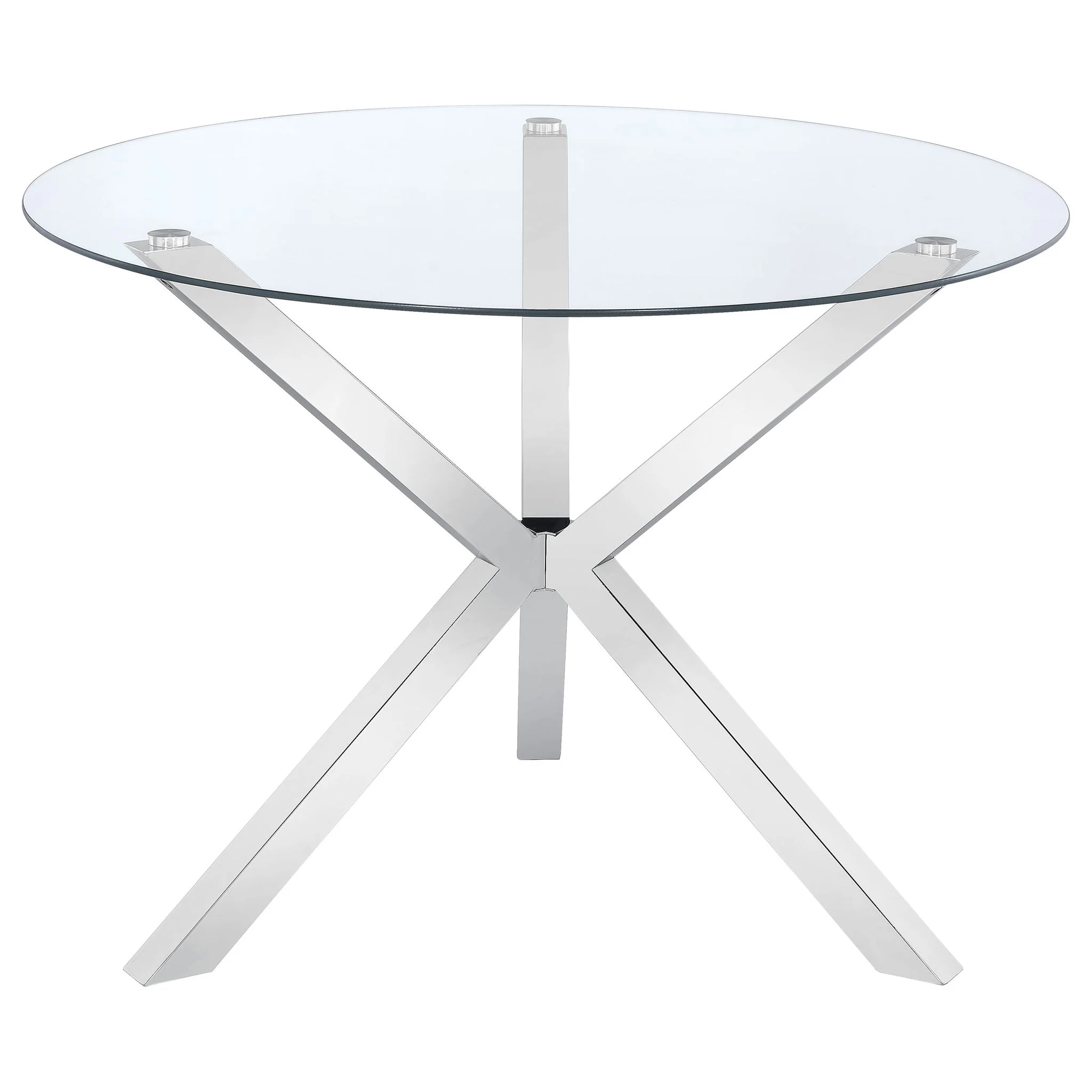 Vance Round 41-inch Glass Top Asterisk Dining Table Chrome - Image 3