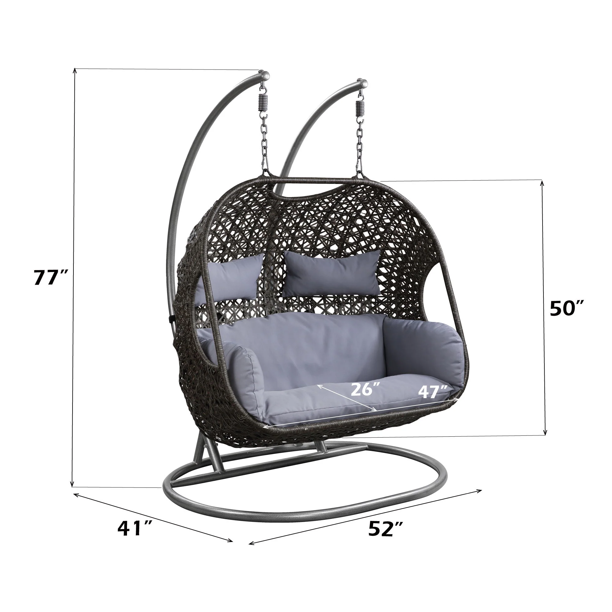 Vasant - Wicker Hanging Chair - Gray - Image 3