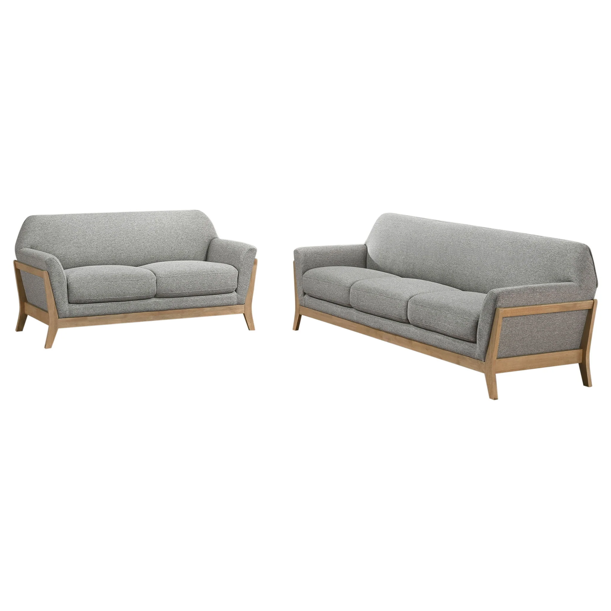 Vaughn 2-piece Fabric Upholstered Flared Arm Sofa Set Grey - Image 3