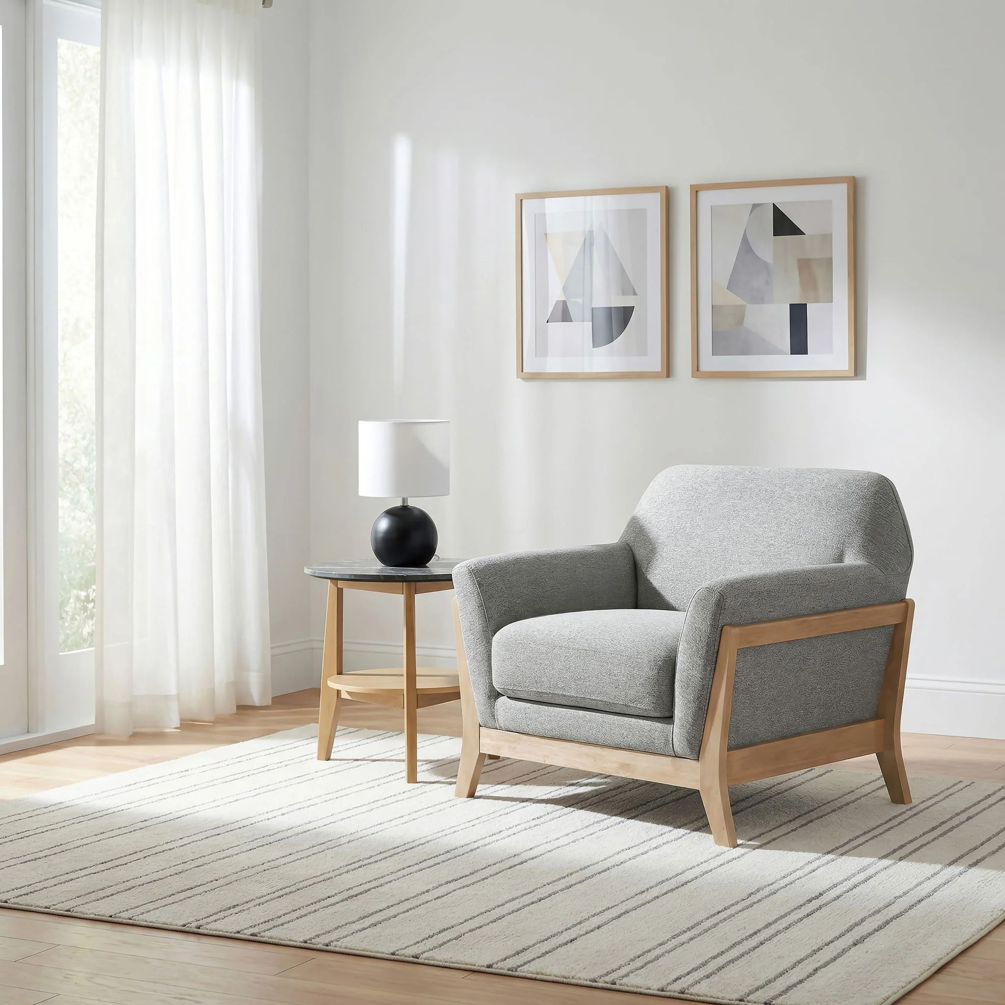 Vaughn Fabric Upholstered Flared Arm Accent Chair Grey - Image 3