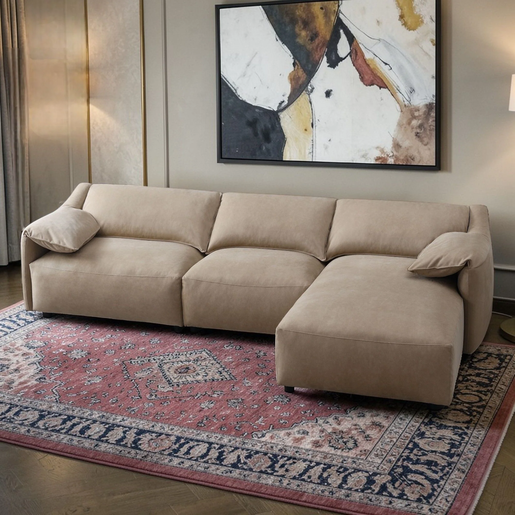 Veata - Sectional Sofa - Light Brown - Image 4